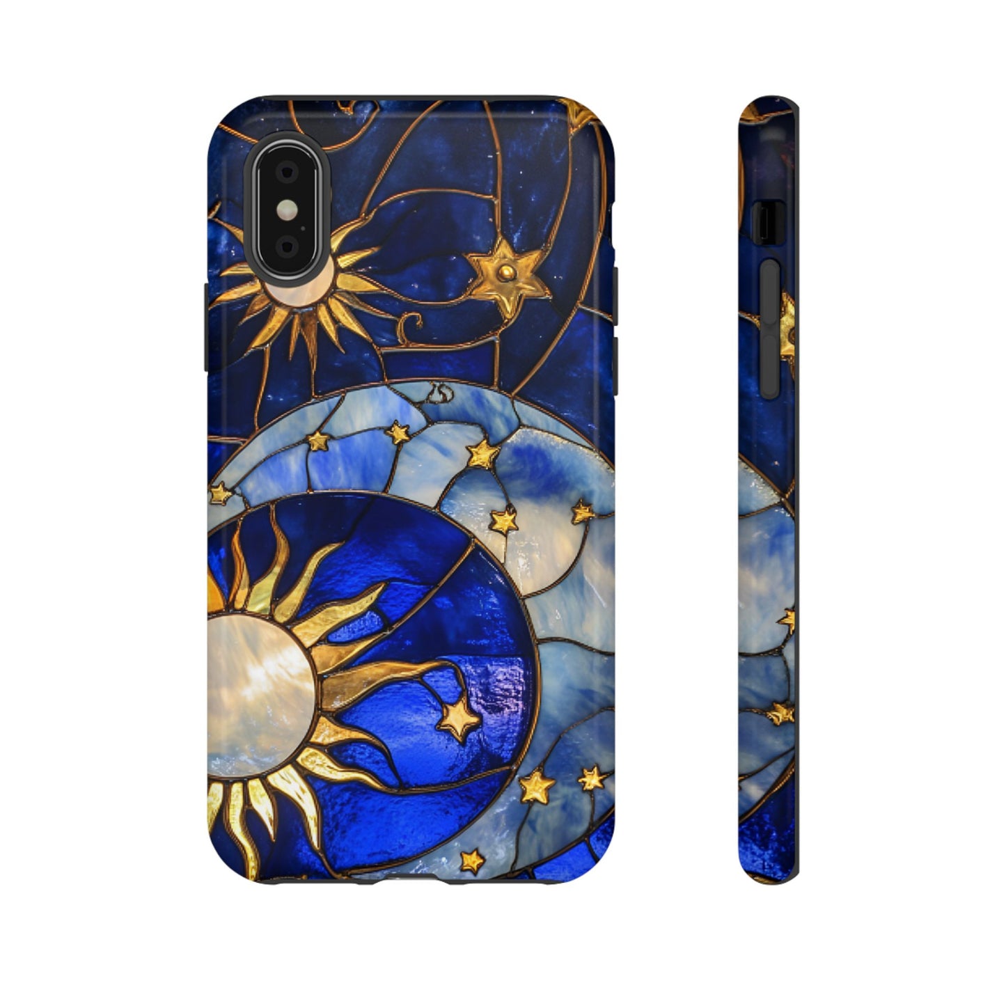 Moon and Sun Stained Glass Phone Case - iPhone 16 15 14 13 12 11, Samsung Galaxy & Google Pixel Phone Covers - Boo and Bewear