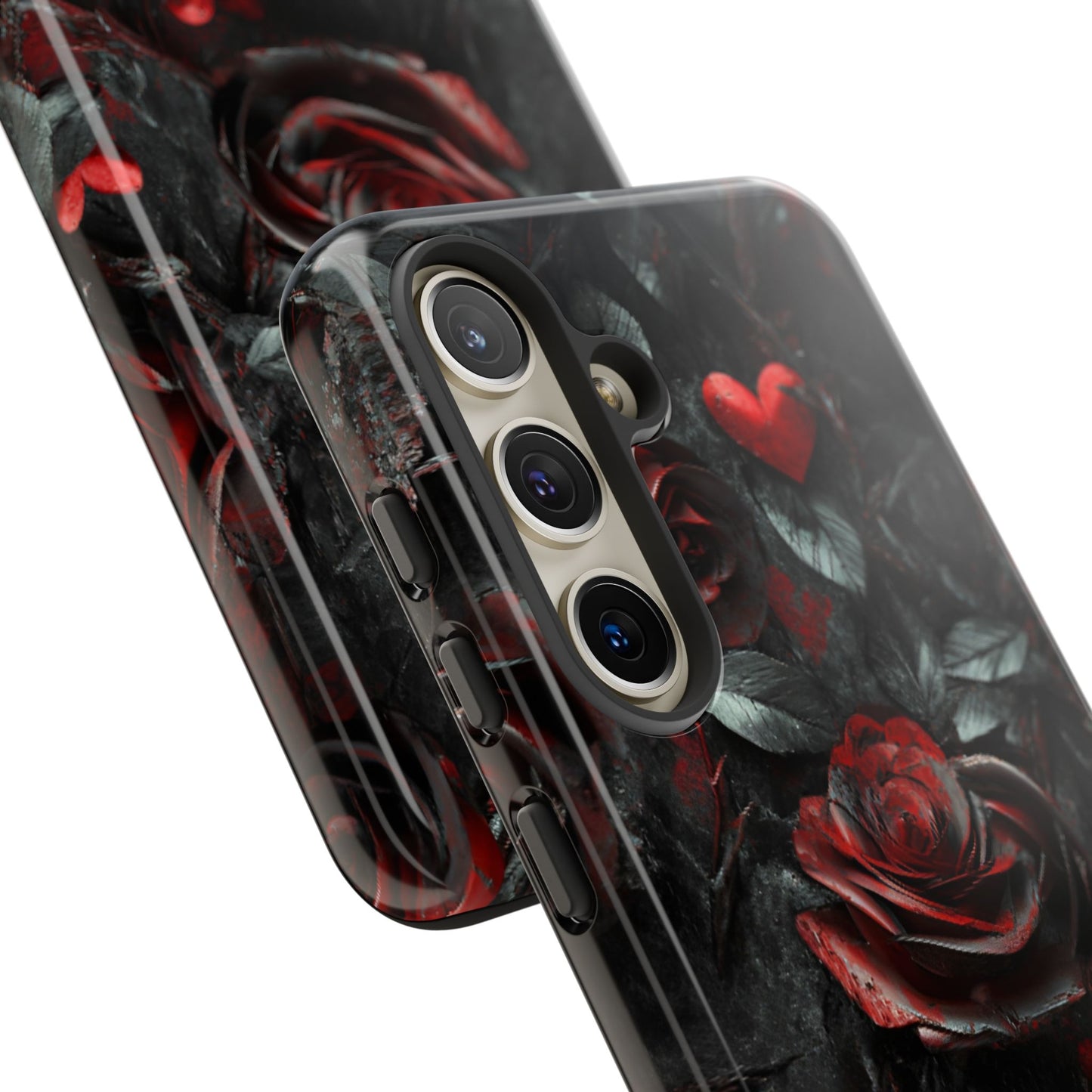 Gothic Valentine Phone Case - Dark Romance Roses and Hearts - iPhone 16 15 14 13 12 11, Samsung Galaxy & Google Pixel Phone Covers