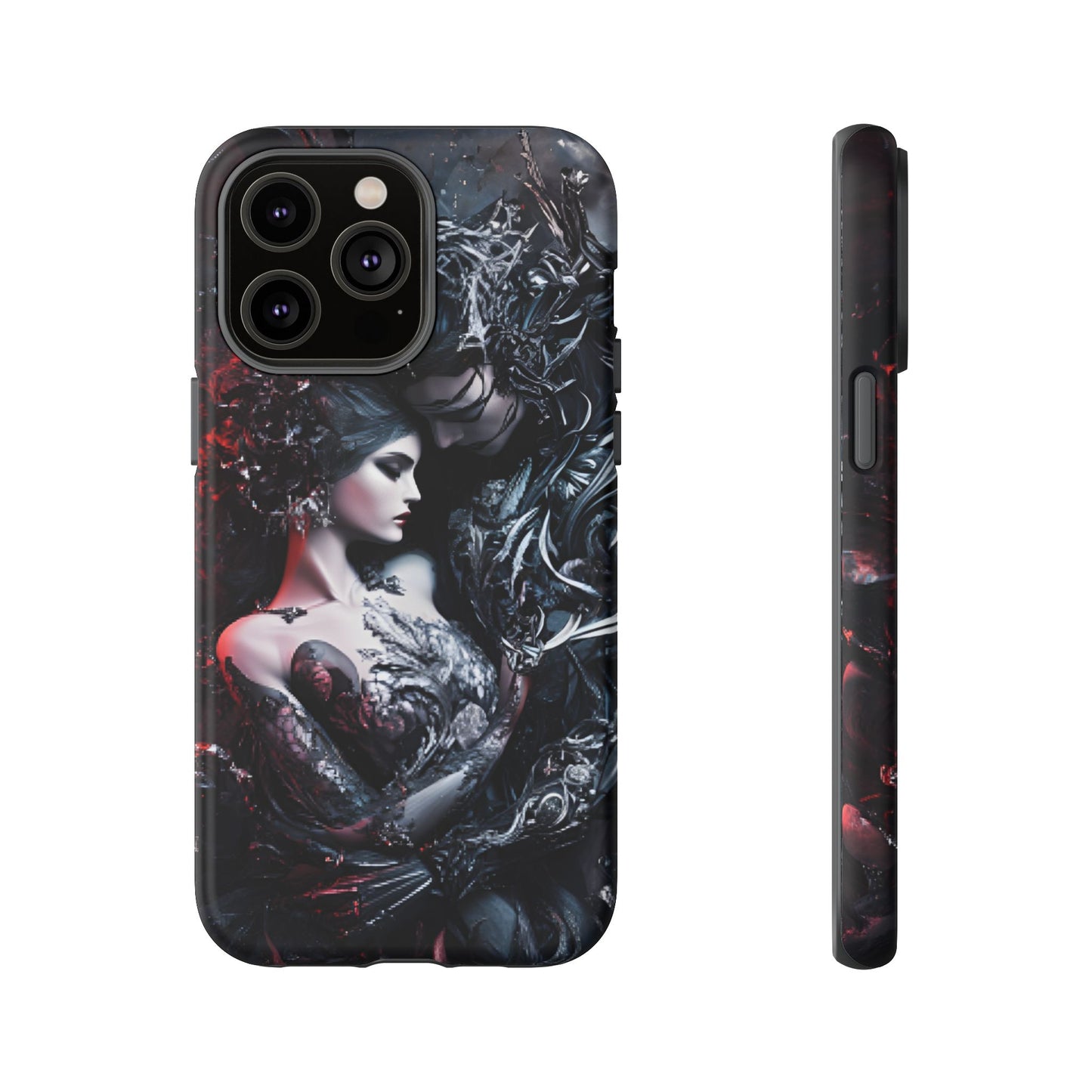 Gothic Couple Phone Case - Victorian Goth Valentine's Day Phone Cases for iPhone 16 15 14 13 12 11, Samsung Galaxy & Google Pixel