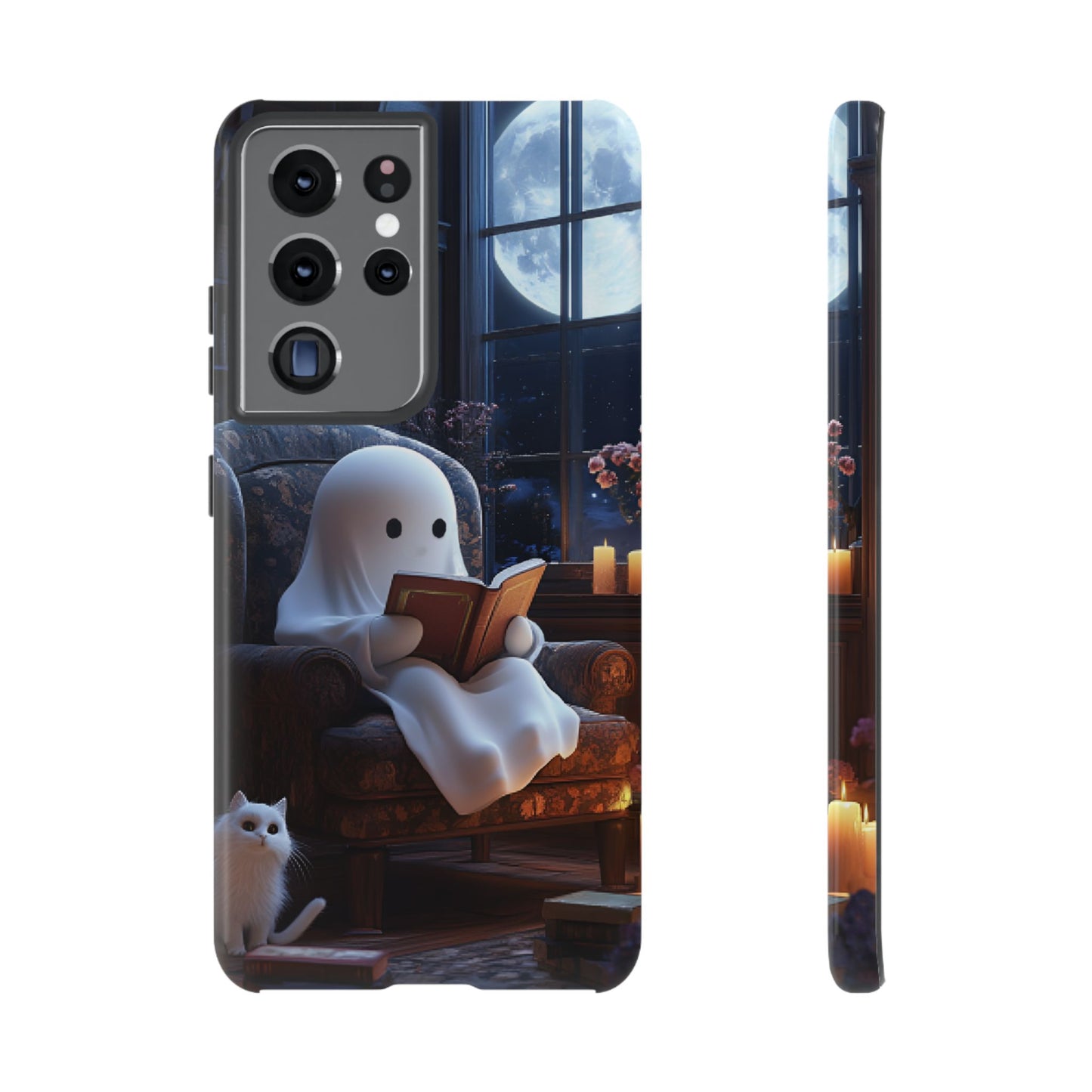 Ghost Reading Book Phone Case - Bookish Halloween Phone Cases for iPhone 16 15 14 13 12 11, Samsung Galaxy & Google Pixel