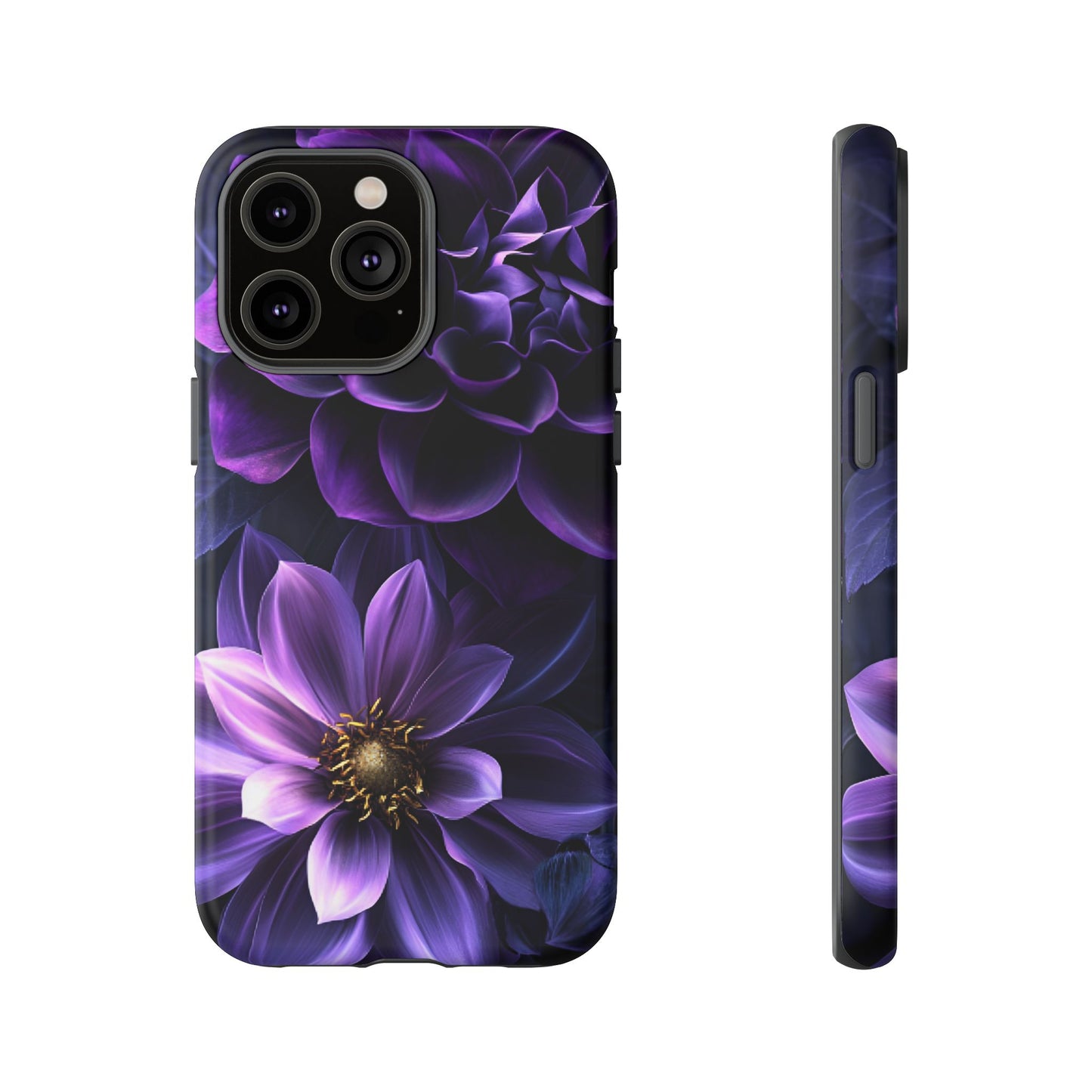 Black and Purple Flowers Phone Case - Dark Gothic Bloom Phone Cases - iPhone 16 15 14 13 12 11, Samsung Galaxy & Google Pixel Phone Covers