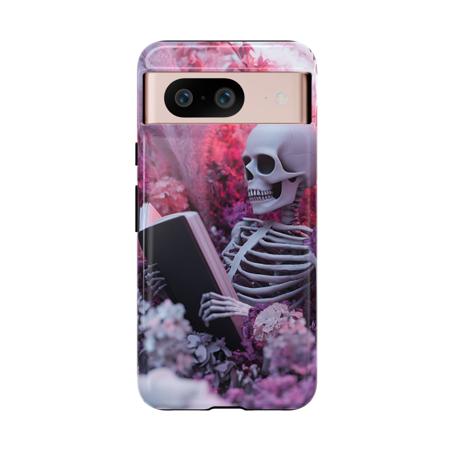 Bookish Skeleton Phone Case - Spooky Floral Halloween Phone Cases for Phone 16 15 14 13 12 11, Samsung Galaxy & Google Pixel