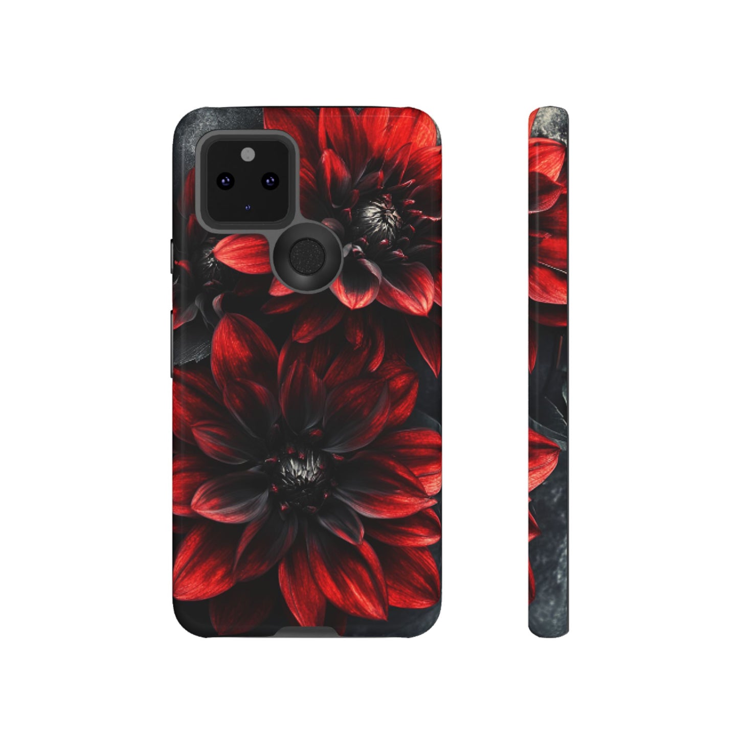 Black and Red Flower Phone Case - Gothic Dark Floral Phone Cases for iPhone 16 15 14 13 12 11, Samsung Galaxy & Google Pixel