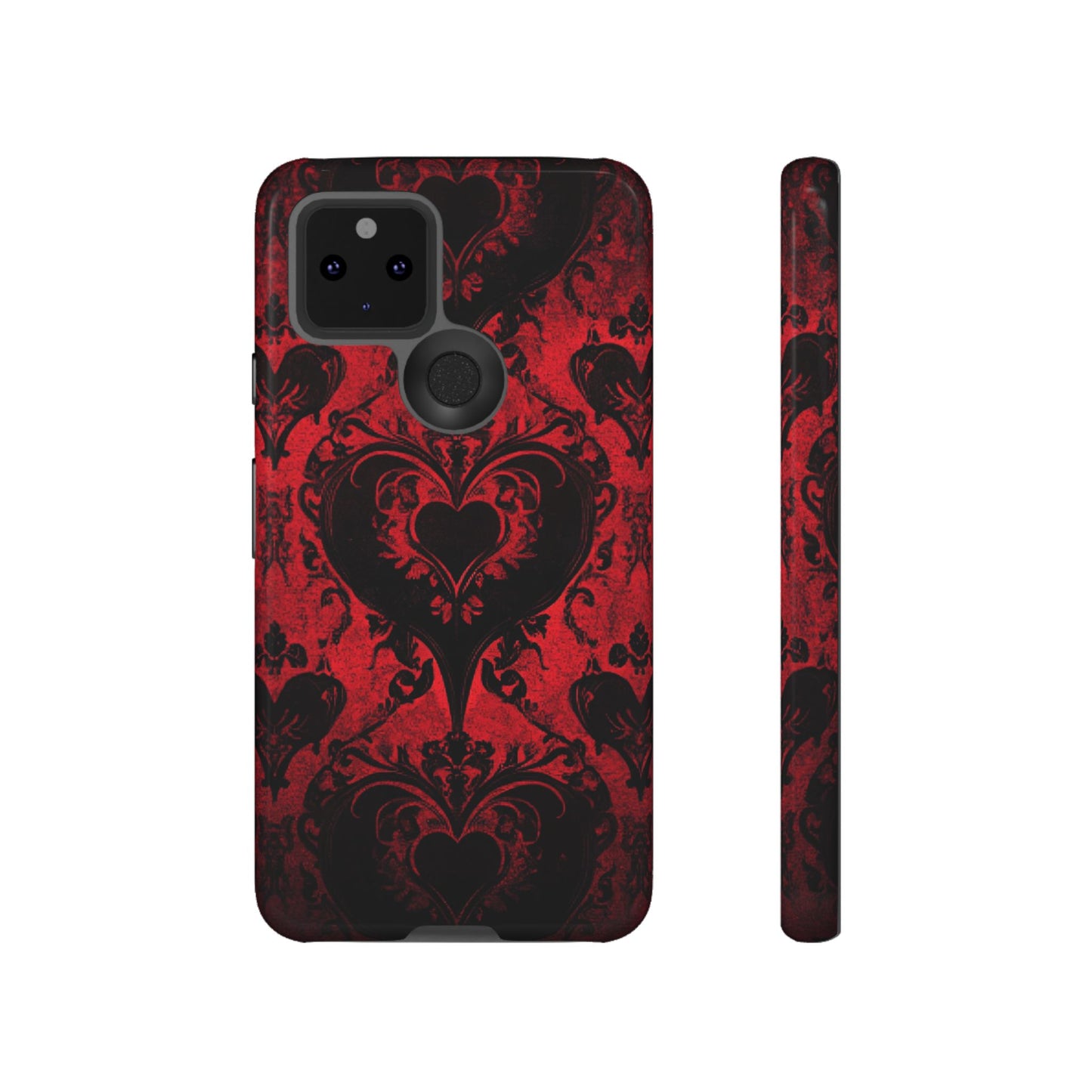 Gothic Dark Romance Phone Case - Black Hearts Phone Cover - iPhone 16 15 14 13 12 11, Samsung Galaxy & Google Pixel Phone Covers