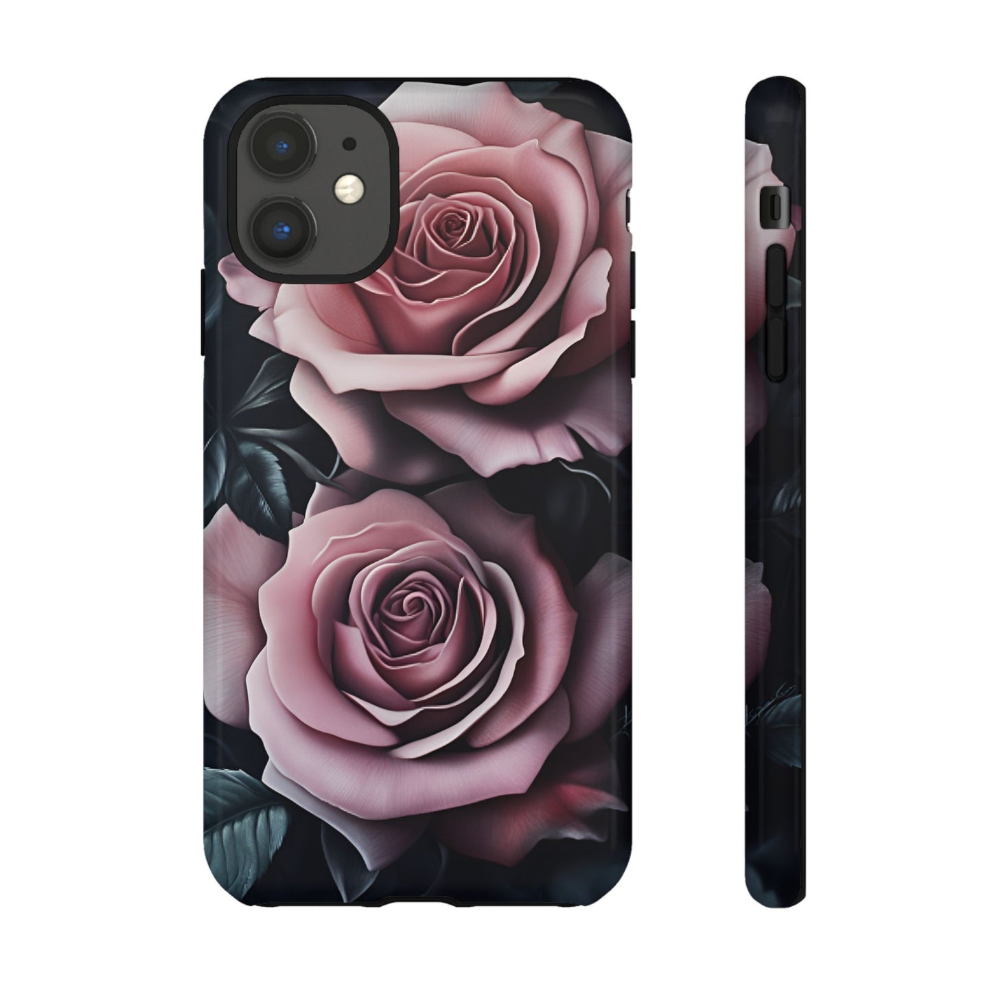 Pastel Goth Roses Phone Case - Gothic Black and Pink Flowers Phone Cases for iPhone 16 15 14 13 12 11, Samsung Galaxy & Google Pixel