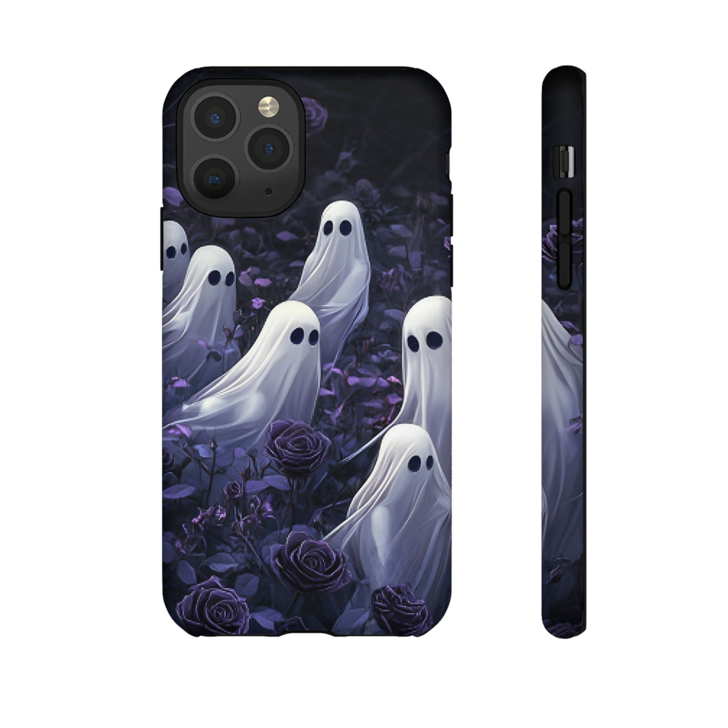 Halloween Phone Case - Ghosts in Purple Rose Garden for iPhone 16 15 14 13 12 11, Samsung Galaxy & Google Pixel Phone Covers