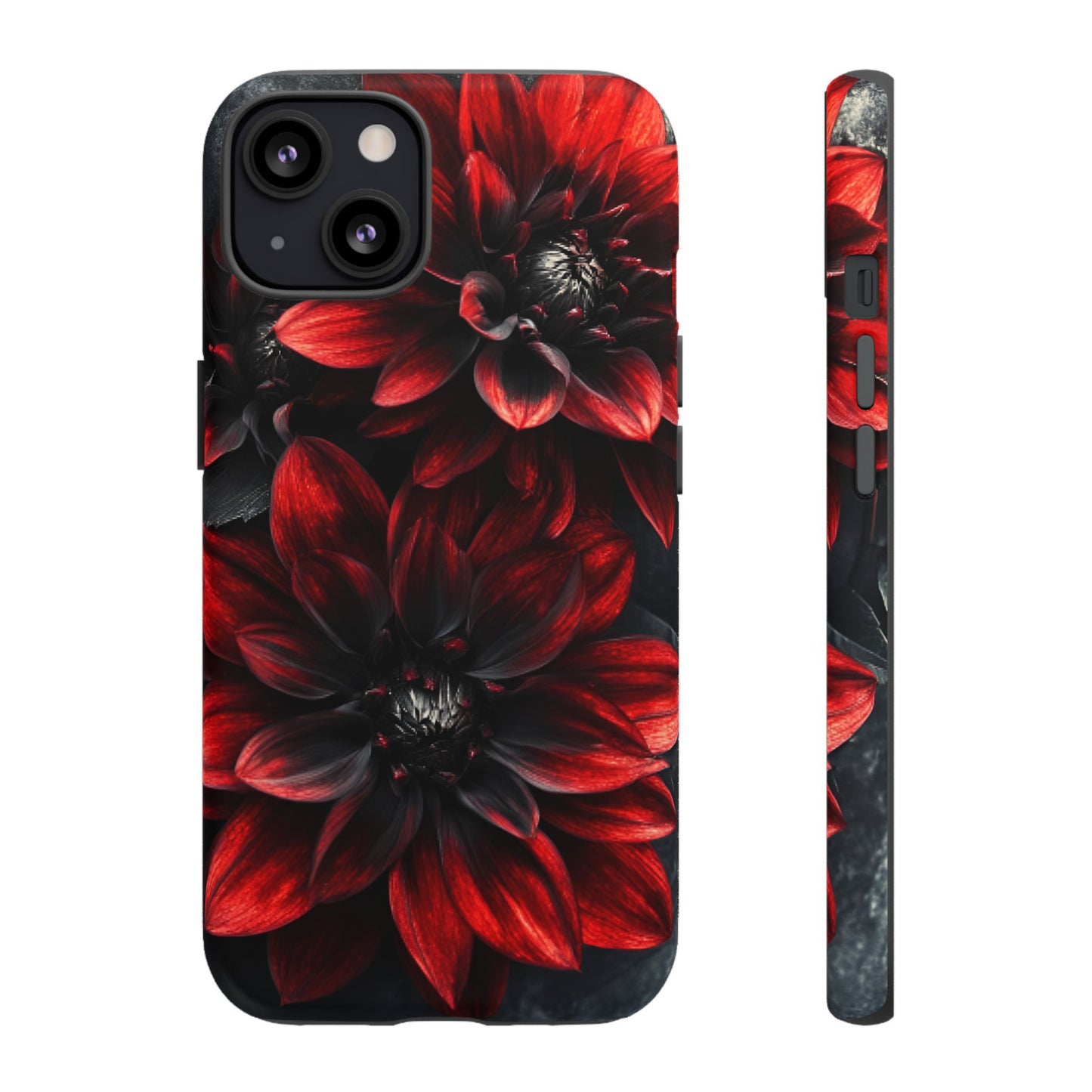 Black and Red Flower Phone Case - Gothic Dark Floral Phone Cases - iPhone 16 15 14 13 12 11, Samsung Galaxy & Google Pixel Phone Covers