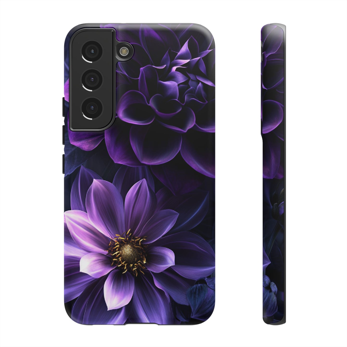 Black and Purple Flowers Phone Case - Dark Gothic Bloom Phone Cases - iPhone 16 15 14 13 12 11, Samsung Galaxy & Google Pixel Phone Covers