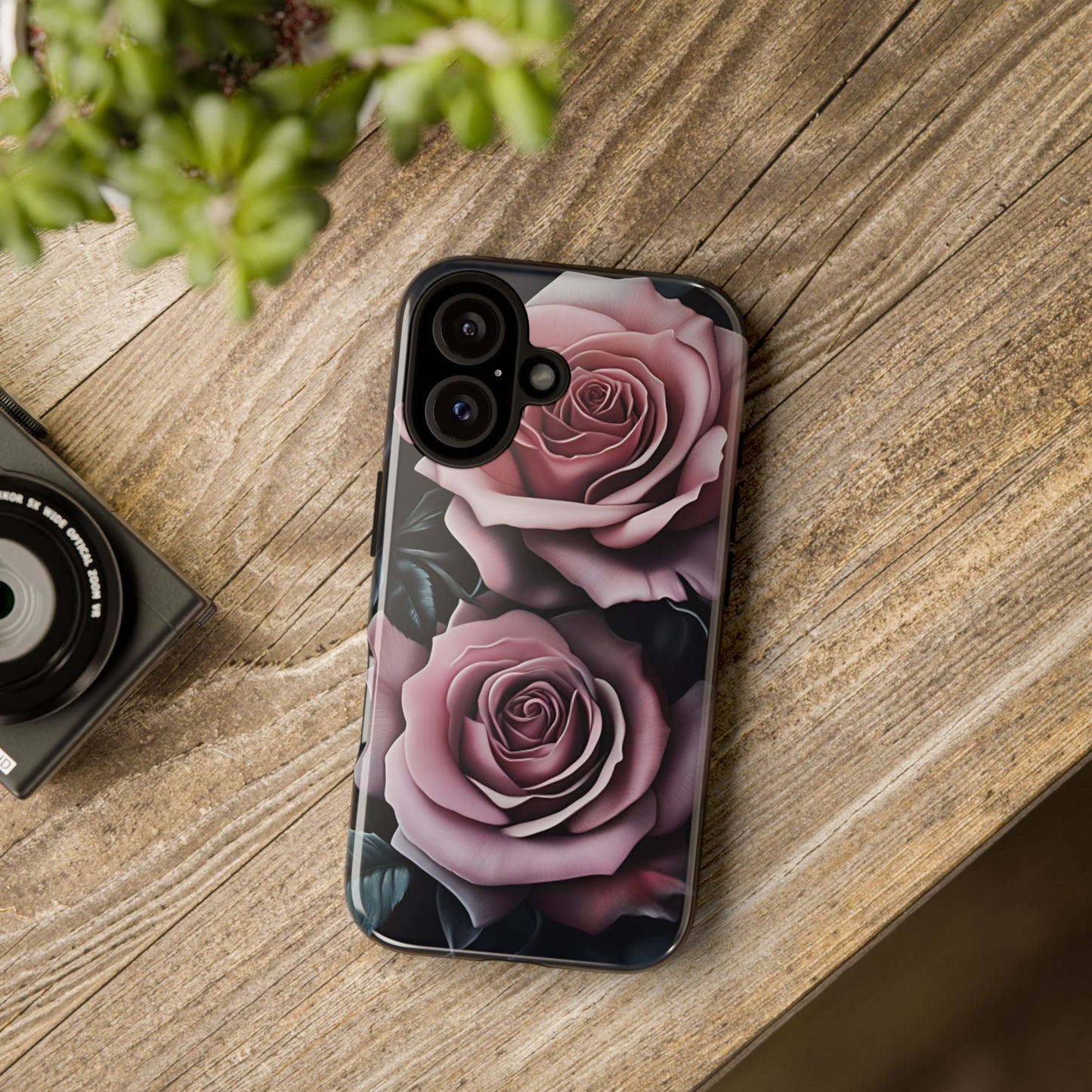 Pastel Goth Roses Phone Case - Gothic Black and Pink Flowers Phone Cases for iPhone 16 15 14 13 12 11, Samsung Galaxy & Google Pixel