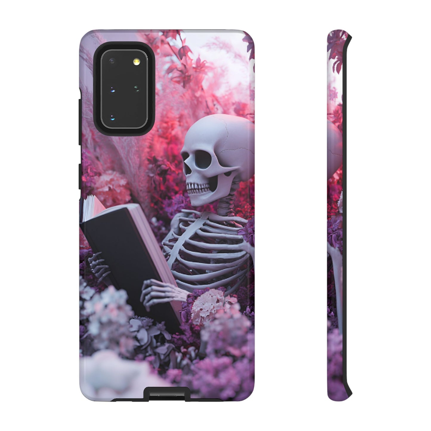 Bookish Skeleton Phone Case - Spooky Floral Halloween Phone Cases - Phone 16 15 14 13 12 11, Samsung Galaxy & Google Pixel Phone Covers