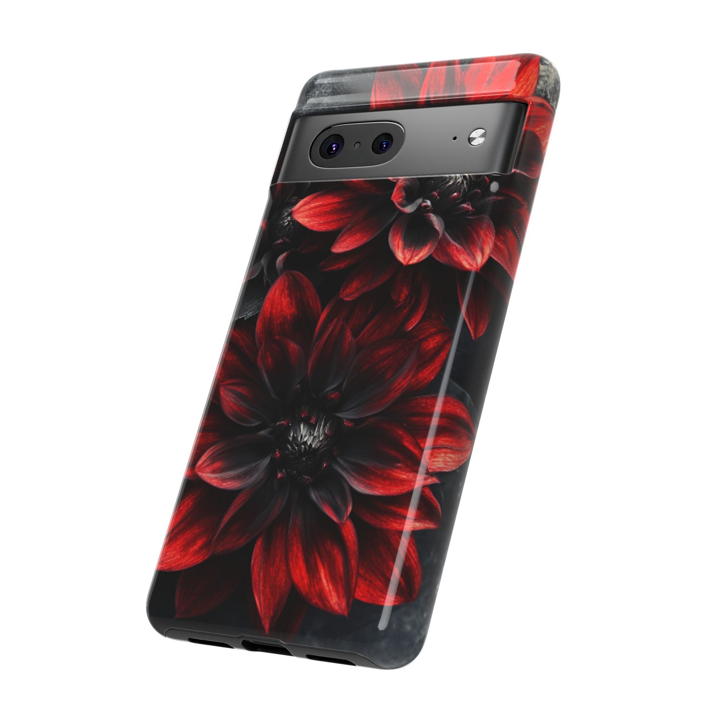 Black and Red Flower Phone Case - Gothic Dark Floral Phone Cases - iPhone 16 15 14 13 12 11, Samsung Galaxy & Google Pixel Phone Covers