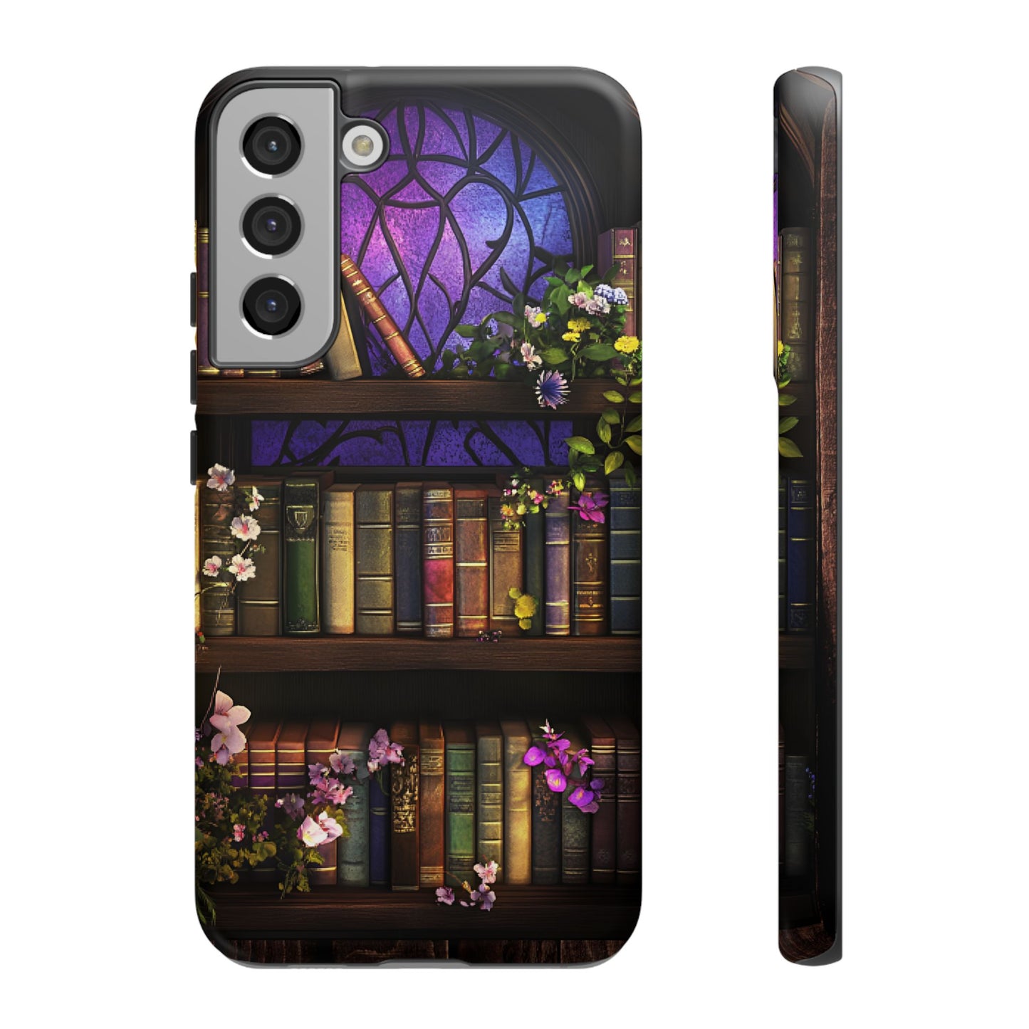 Bookshelf Phone Case - Dark Academia Stained Glass Phone Cases for iPhone 16 15 14 13 12 11, Samsung Galaxy & Google Pixel