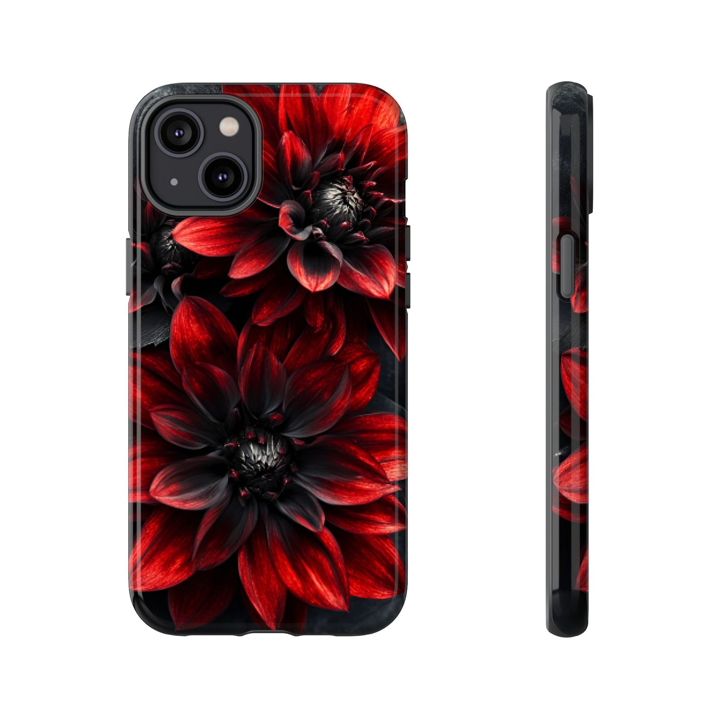 Black and Red Flower Phone Case - Gothic Dark Floral Phone Cases for iPhone 16 15 14 13 12 11, Samsung Galaxy & Google Pixel