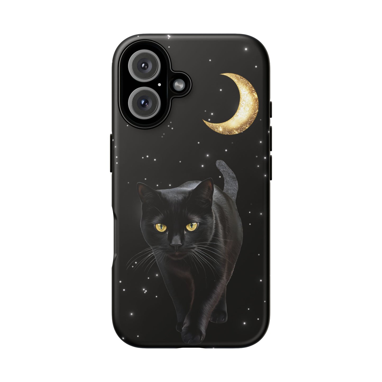 Black Cat and Moon Phone Case - Celestial Cat Lover Phone Cases for iPhone 16 15 14 13 12 11, Samsung Galaxy & Google Pixel