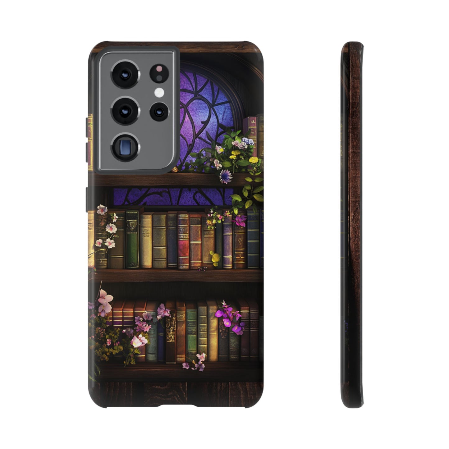 Bookshelf Phone Case - Dark Academia Stained Glass Phone Cases - iPhone 16 15 14 13 12 11, Samsung Galaxy & Google Pixel Phone Covers