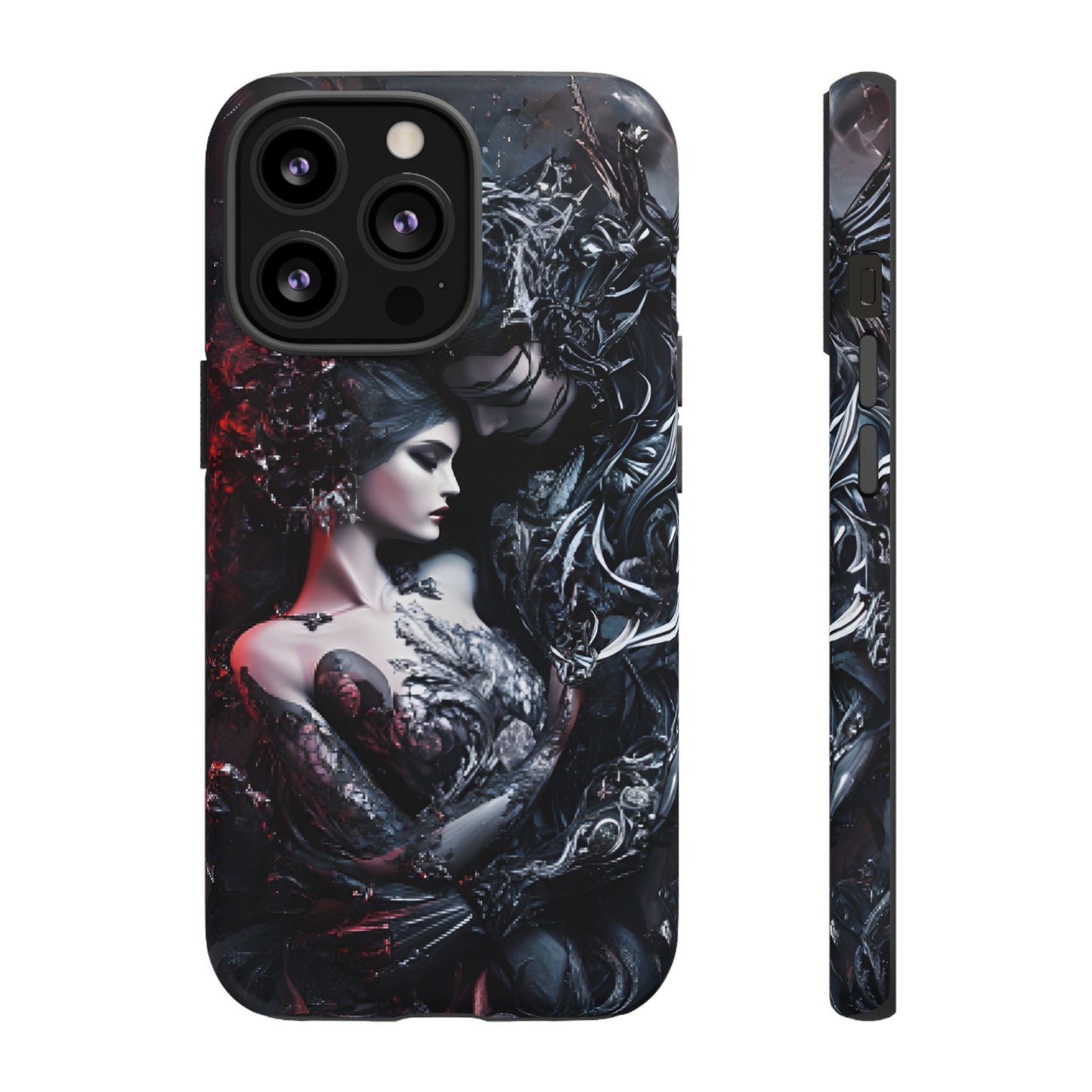 Gothic Couple Phone Case - Victorian Goth Valentine's Day Phone Cases for iPhone 16 15 14 13 12 11, Samsung Galaxy & Google Pixel