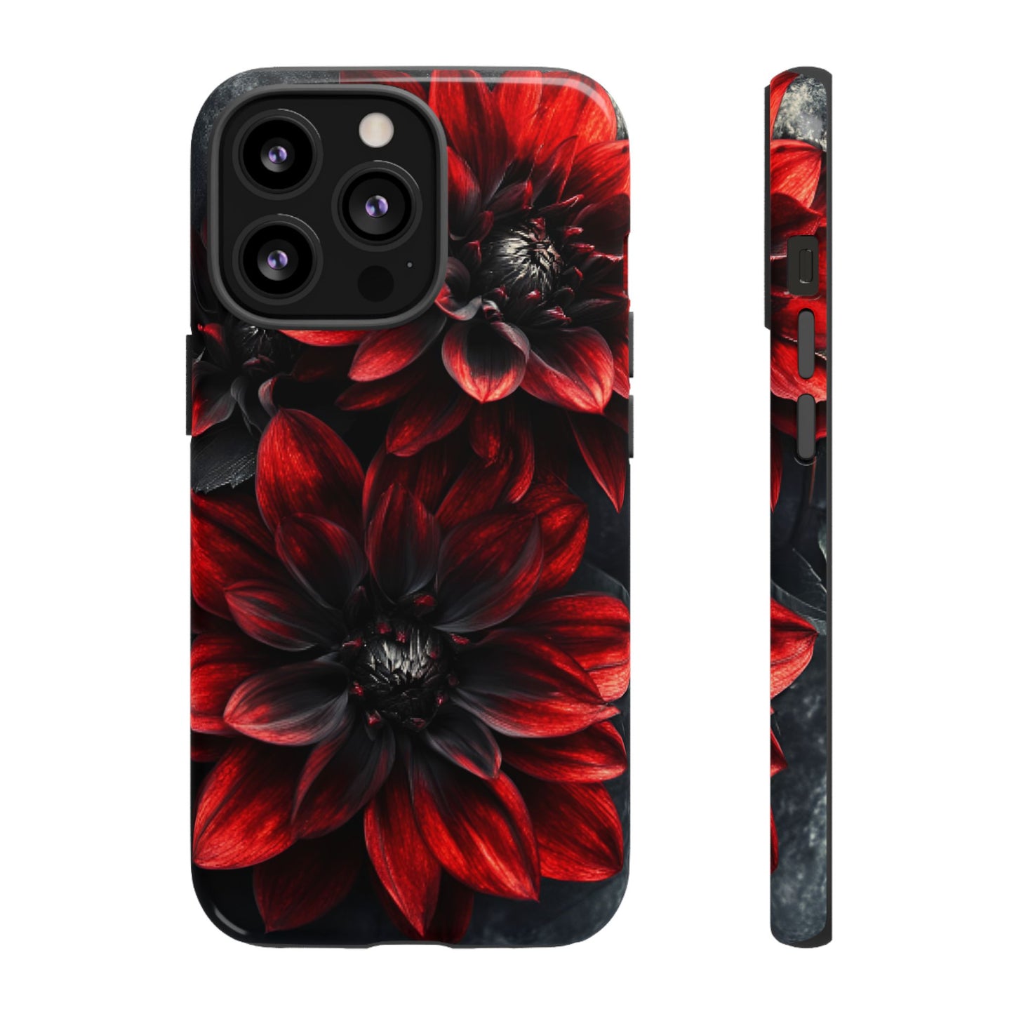 Black and Red Flower Phone Case - Gothic Dark Floral Phone Cases - iPhone 16 15 14 13 12 11, Samsung Galaxy & Google Pixel Phone Covers