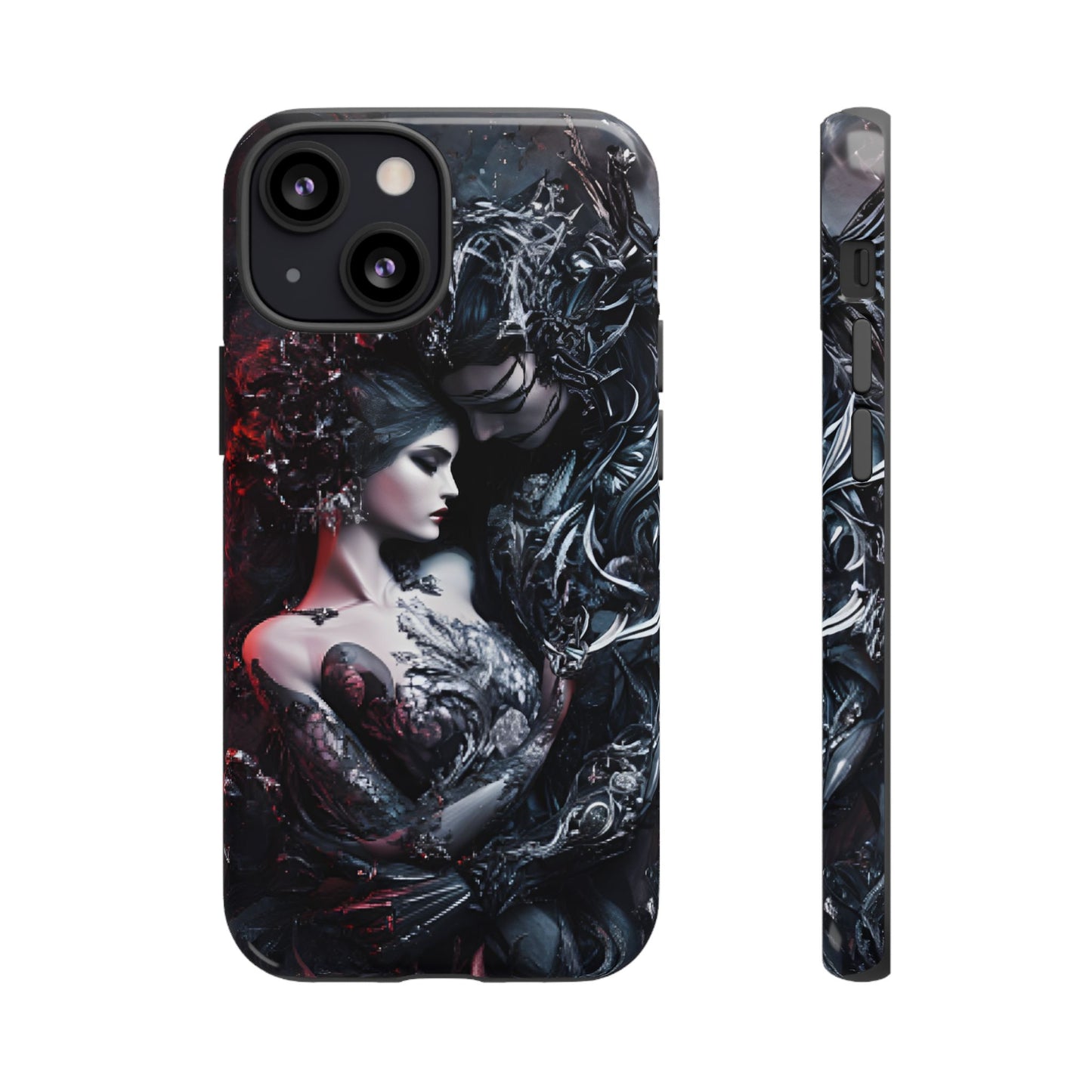 Gothic Couple Phone Case - Victorian Goth Valentine's Day Phone Cases for iPhone 16 15 14 13 12 11, Samsung Galaxy & Google Pixel