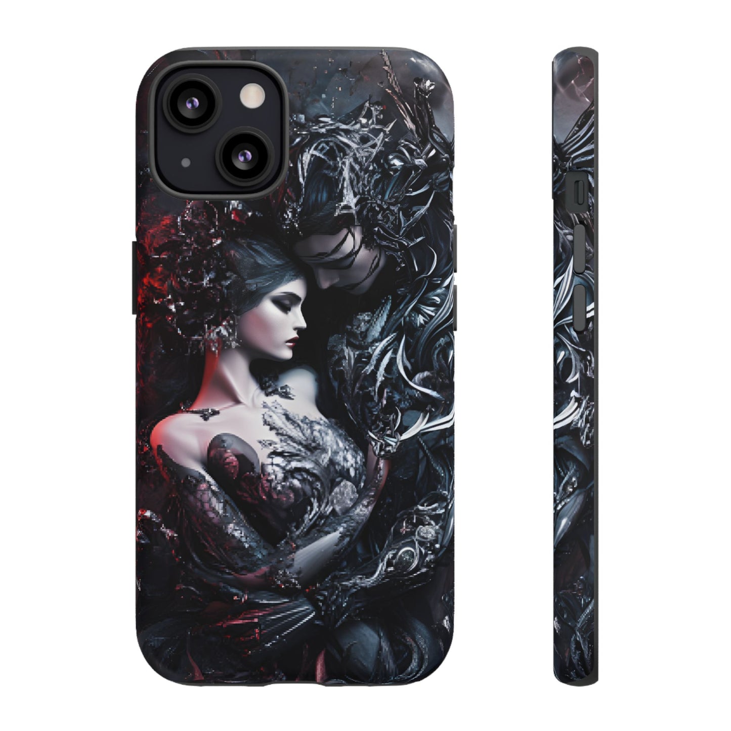 Gothic Couple Phone Case - Victorian Goth Valentine's Day Phone Cases for iPhone 16 15 14 13 12 11, Samsung Galaxy & Google Pixel