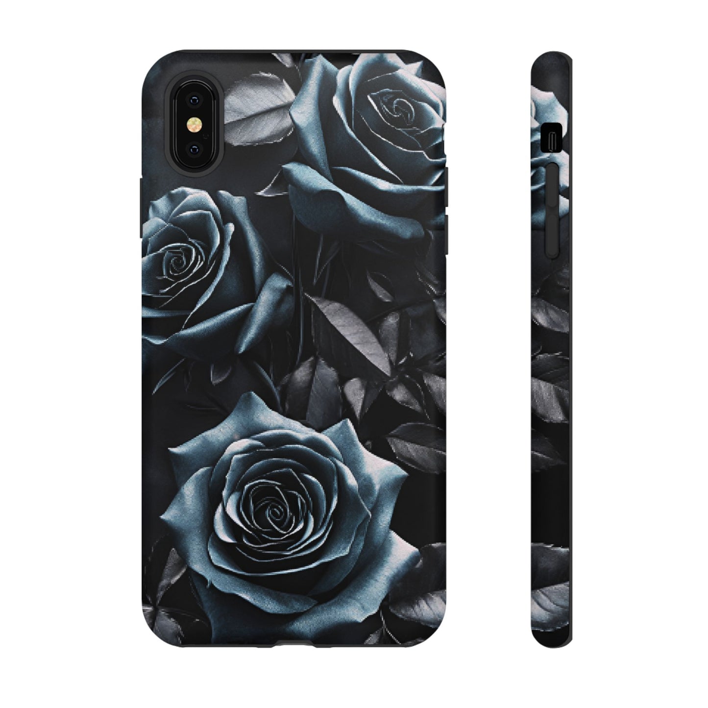 Black and Blue Roses Phone Case - Dark and Moody Gothic Flower Phone Cases for iPhone 16 15 14 13 12 11, Samsung Galaxy & Google Pixel