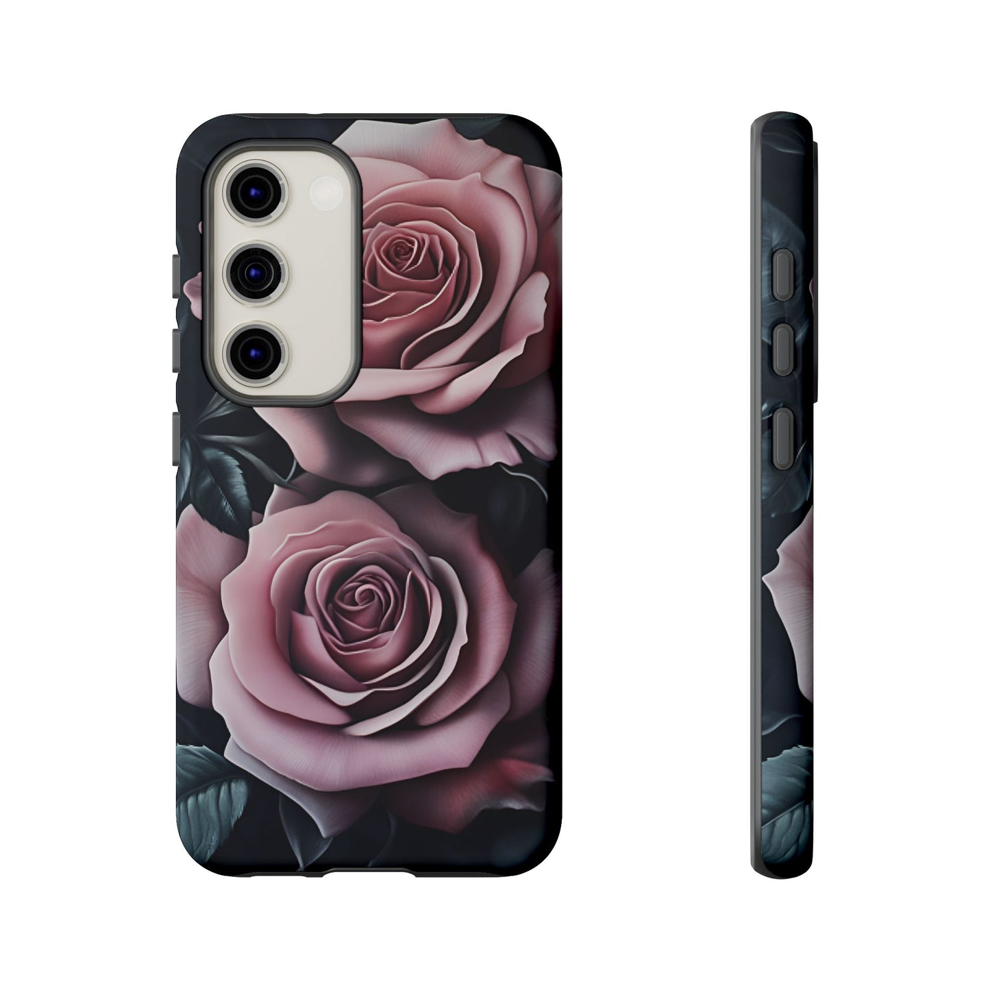 Pastel Goth Roses Phone Case - Gothic Black and Pink Flowers Phone Cases - iPhone 16 15 14 13 12 11, Samsung Galaxy & Google Pixel Phone Covers