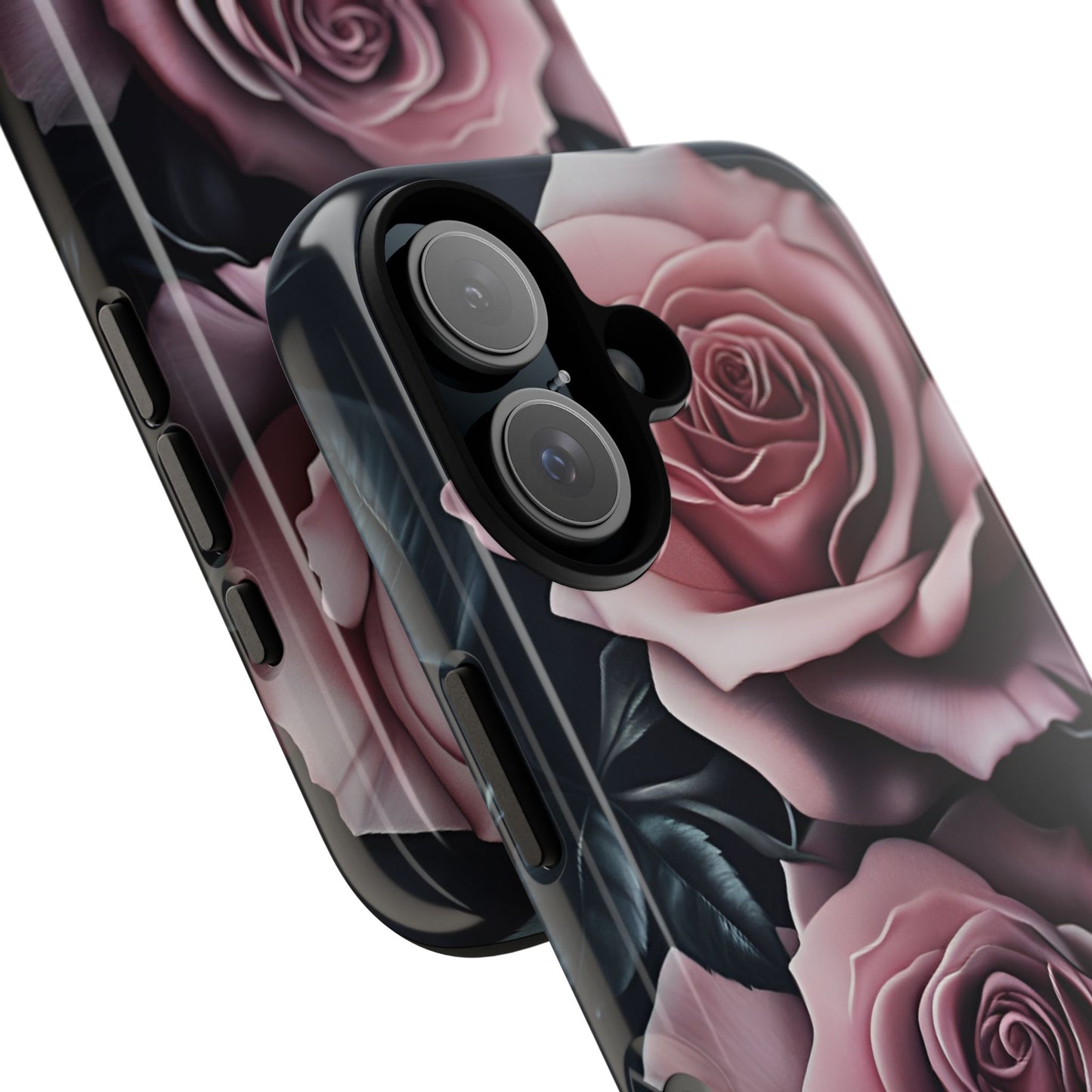 Pastel Goth Roses Phone Case - Gothic Black and Pink Flowers Phone Cases for iPhone 16 15 14 13 12 11, Samsung Galaxy & Google Pixel