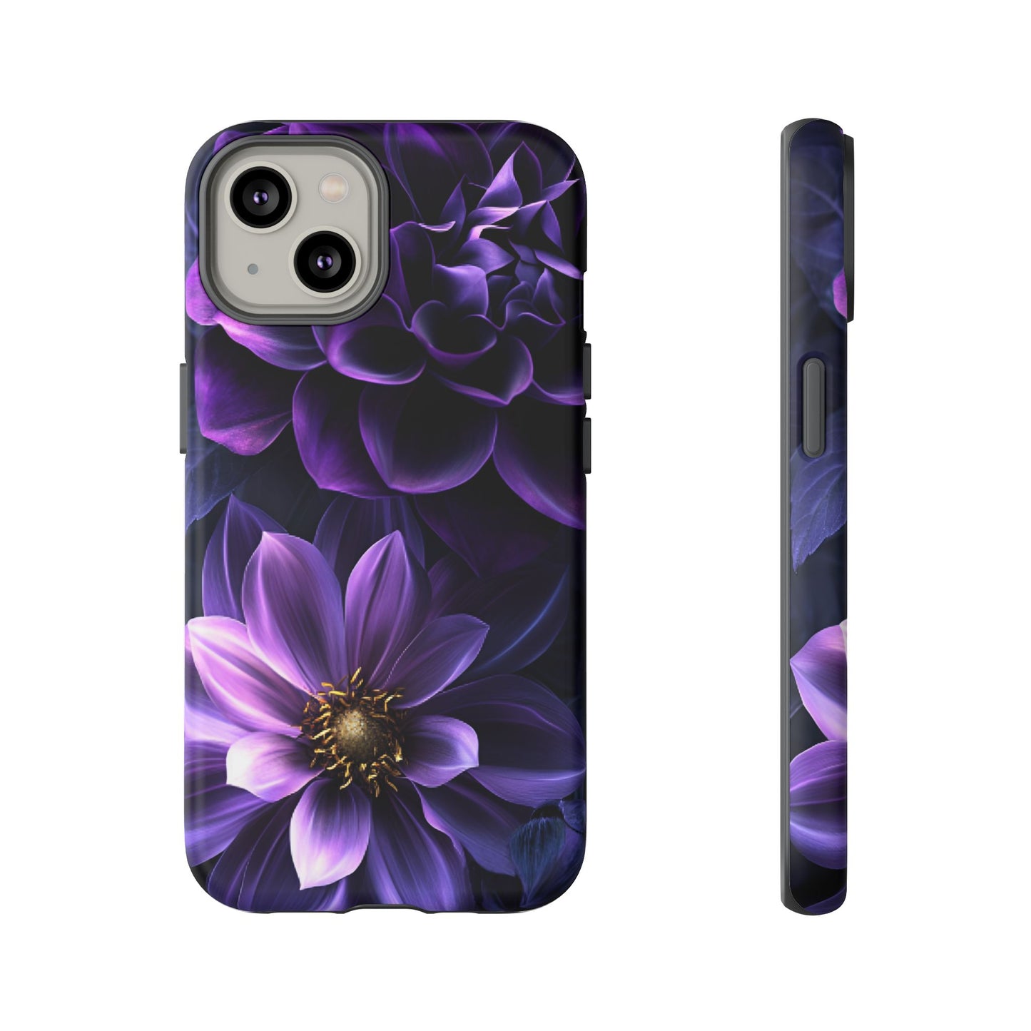 Black and Purple Flowers Phone Case - Dark Gothic Bloom Phone Cases - iPhone 16 15 14 13 12 11, Samsung Galaxy & Google Pixel Phone Covers