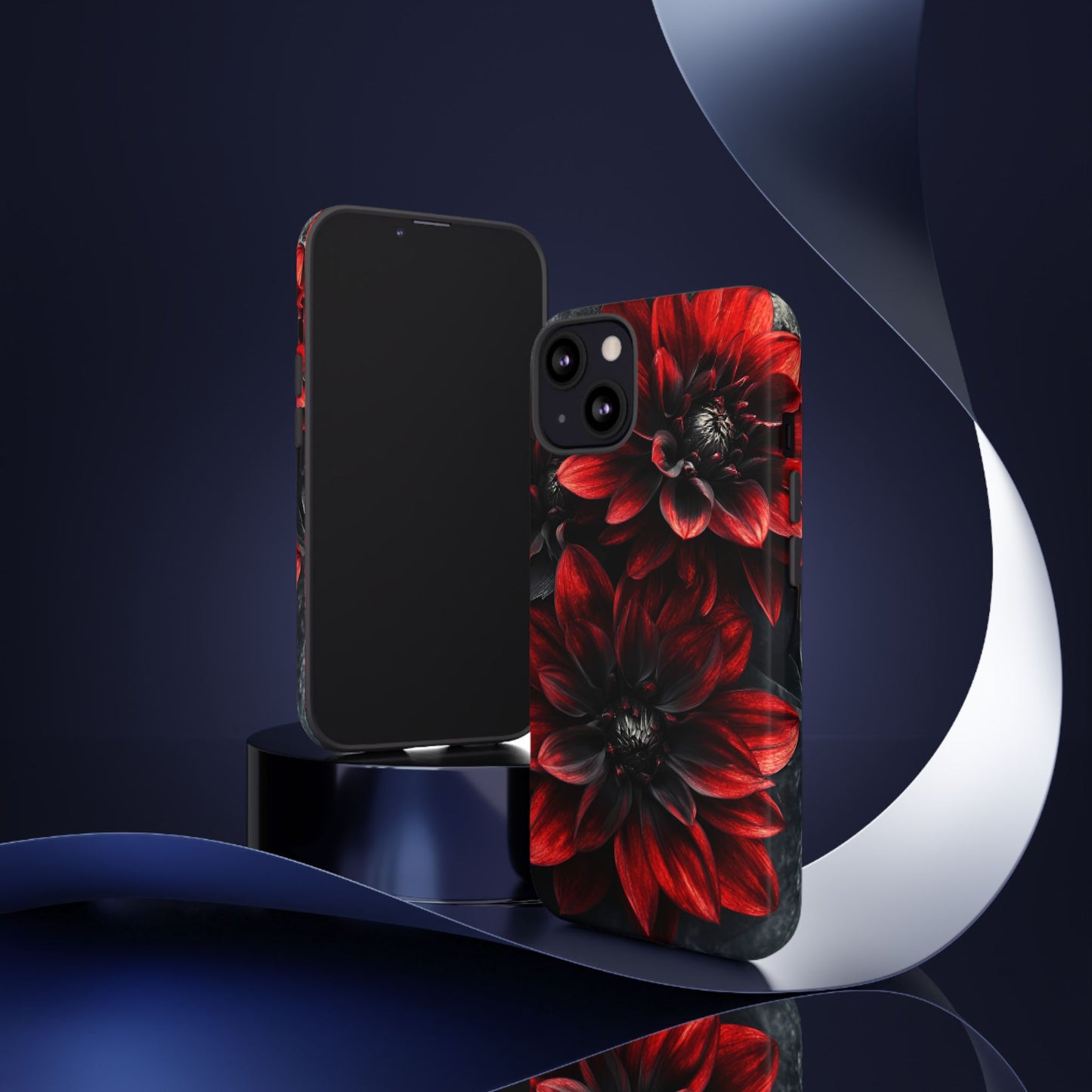 Black and Red Flower Phone Case - Gothic Dark Floral Phone Cases - iPhone 16 15 14 13 12 11, Samsung Galaxy & Google Pixel Phone Covers