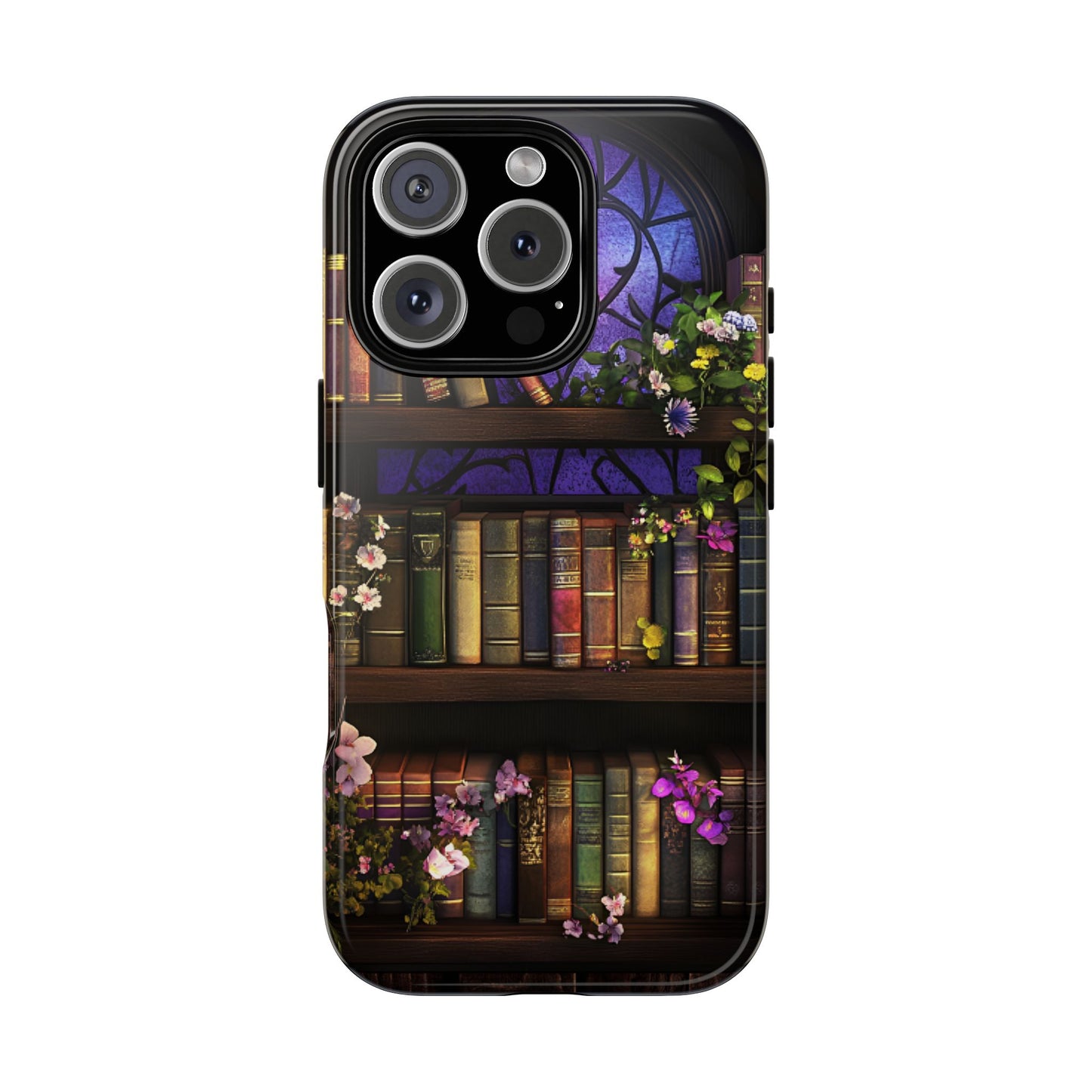 Bookshelf Phone Case - Dark Academia Stained Glass Phone Cases for iPhone 16 15 14 13 12 11, Samsung Galaxy & Google Pixel