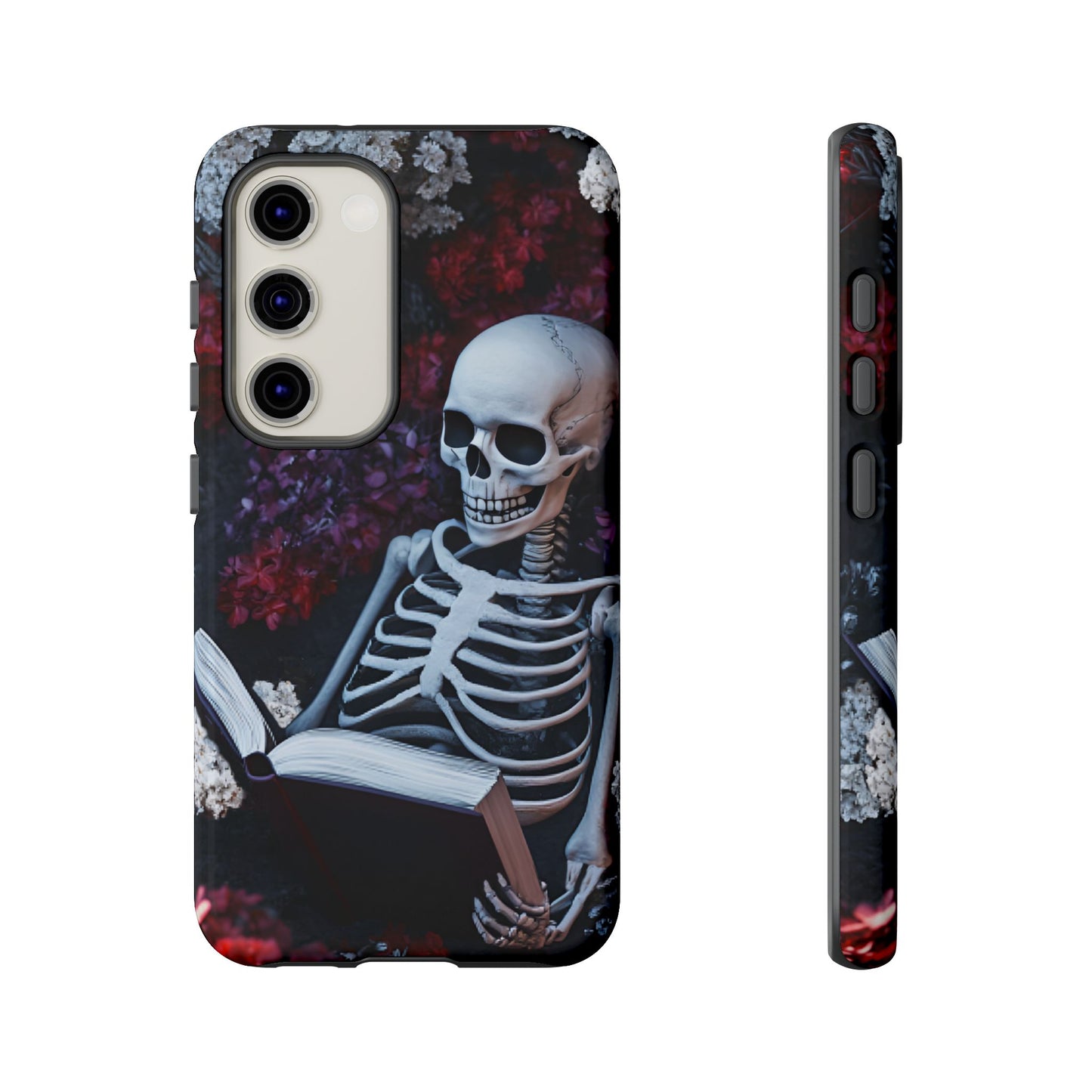 Skeleton Reading Book Phone Case - Bookish Halloween Phone Cases - iPhone 16 15 14 13 12 11, Samsung Galaxy & Google Pixel Phone Covers