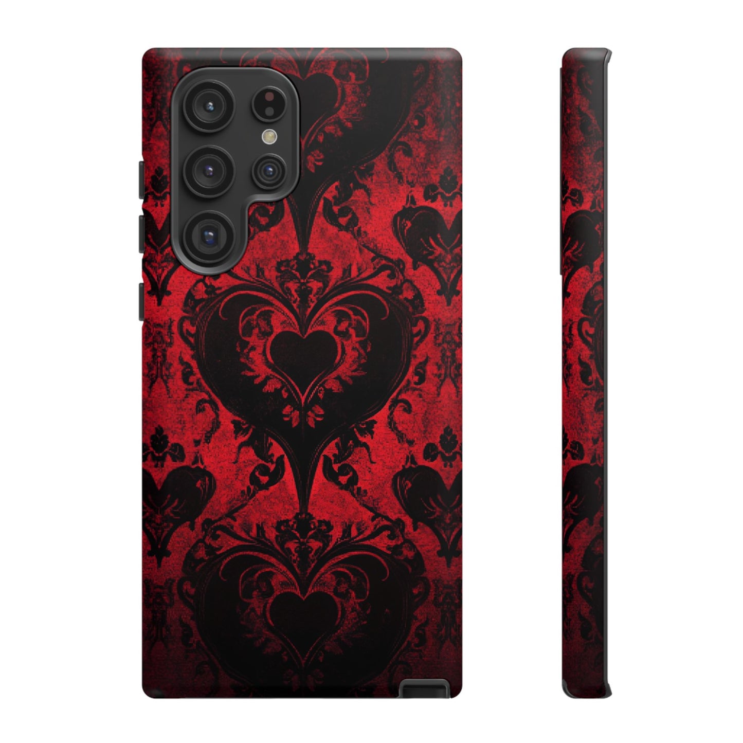 Gothic Dark Romance Phone Case - Black Hearts Phone Cover - iPhone 16 15 14 13 12 11, Samsung Galaxy & Google Pixel Phone Covers