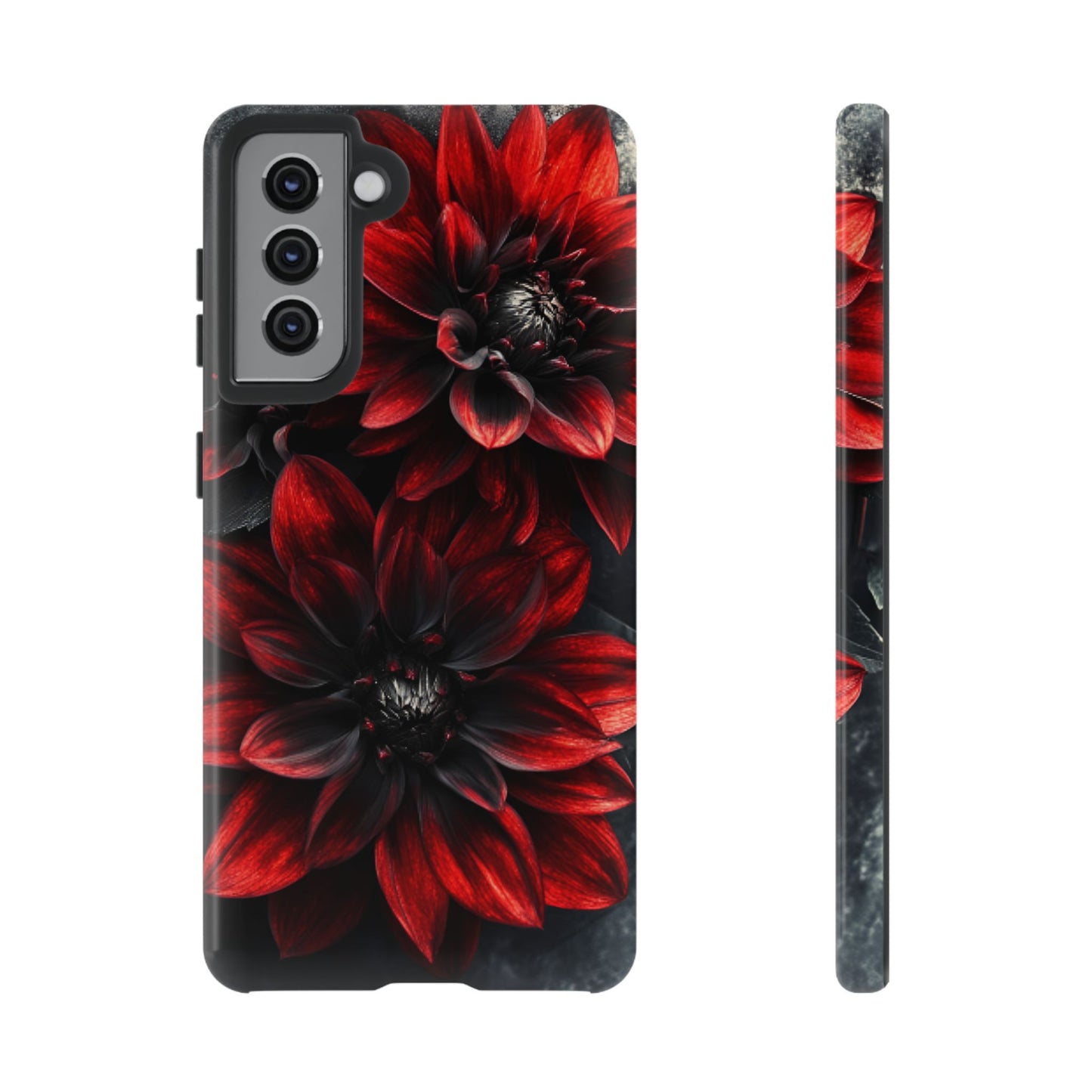 Black and Red Flower Phone Case - Gothic Dark Floral Phone Cases - iPhone 16 15 14 13 12 11, Samsung Galaxy & Google Pixel Phone Covers