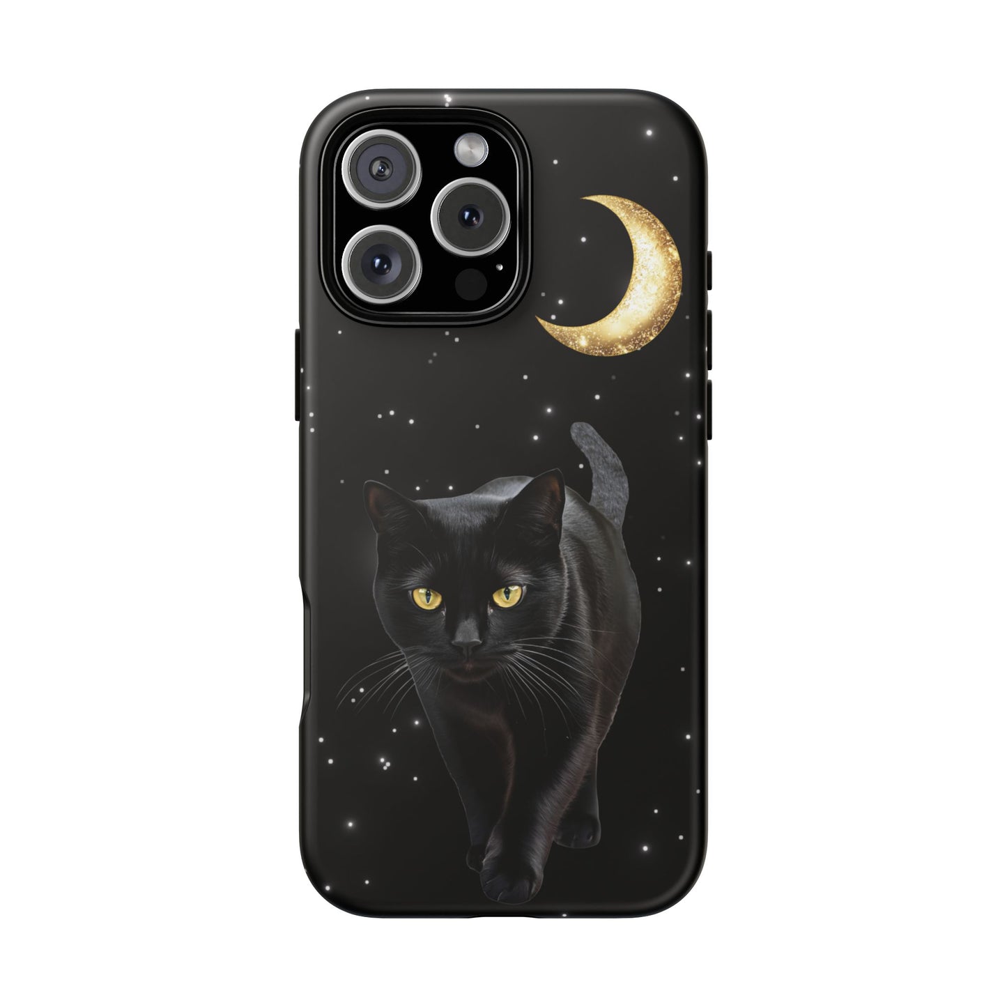 Black Cat and Moon Phone Case - Celestial Cat Lover Phone Cases for iPhone 16 15 14 13 12 11, Samsung Galaxy & Google Pixel