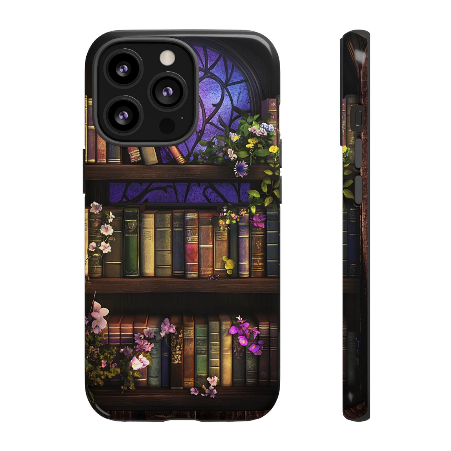 Bookshelf Phone Case - Dark Academia Stained Glass Phone Cases - iPhone 16 15 14 13 12 11, Samsung Galaxy & Google Pixel Phone Covers