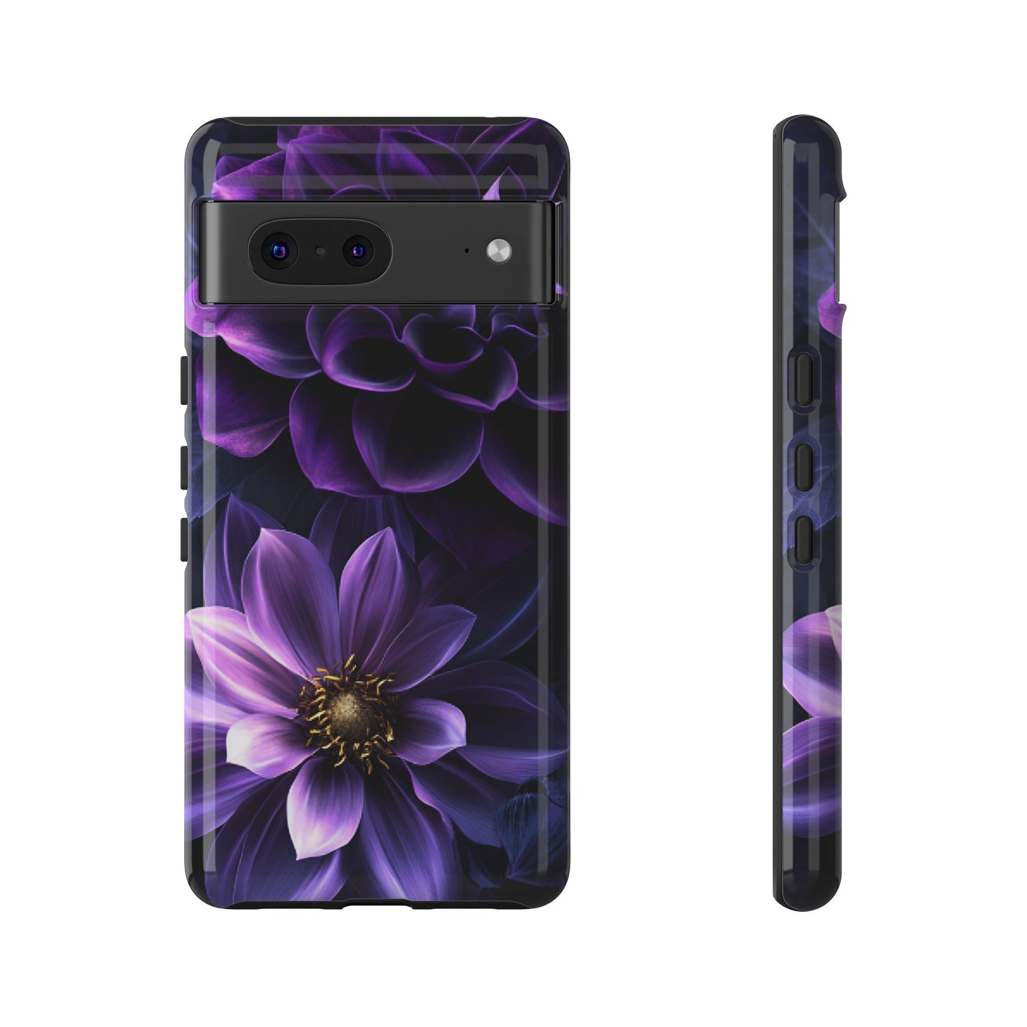 Black and Purple Flowers Phone Case - Dark Gothic Bloom Phone Cases - iPhone 16 15 14 13 12 11, Samsung Galaxy & Google Pixel Phone Covers