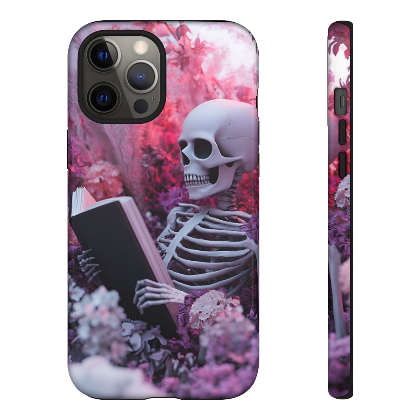 Bookish Skeleton Phone Case - Spooky Floral Halloween Phone Cases for Phone 16 15 14 13 12 11, Samsung Galaxy & Google Pixel