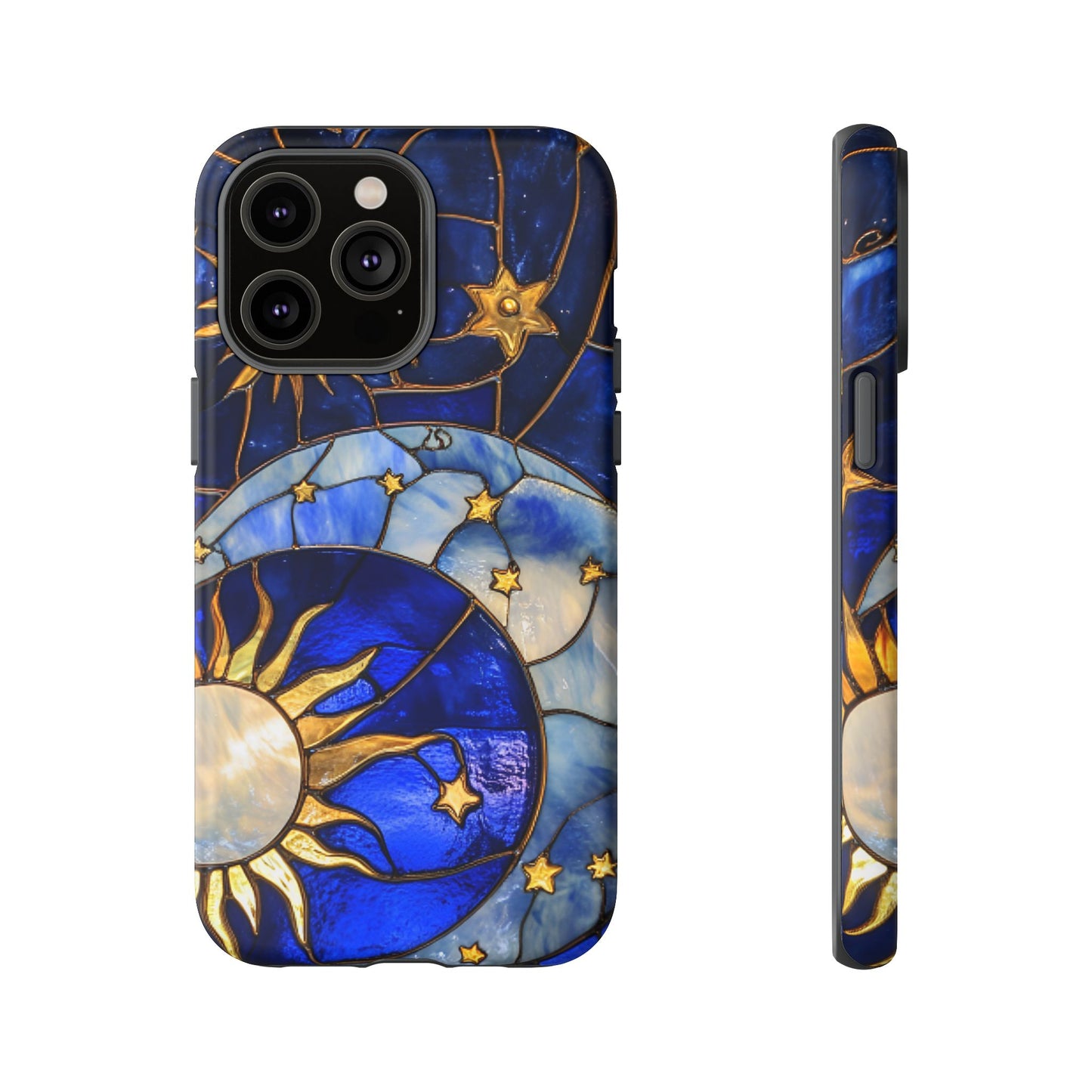 Moon and Sun Stained Glass Phone Case for iPhone 16 15 14 13 12 11, Samsung Galaxy & Google Pixel