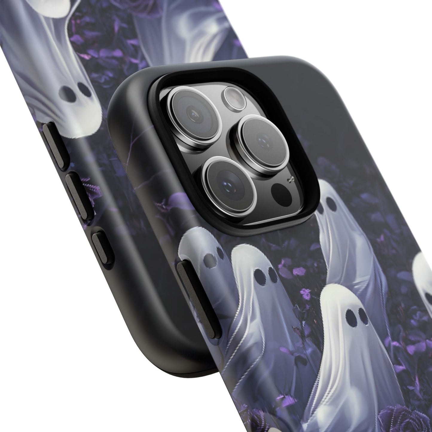 Halloween Phone Case - Ghosts in Purple Rose Garden for iPhone 16 15 14 13 12 11, Samsung Galaxy & Google Pixel Phone Covers