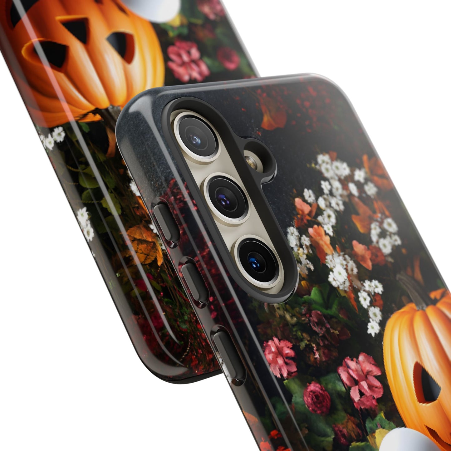 Halloween Phone Case with Cute Ghost and Pumpkins - iPhone 16 15 14 13 12 11, Samsung Galaxy & Google Pixel Phone Covers