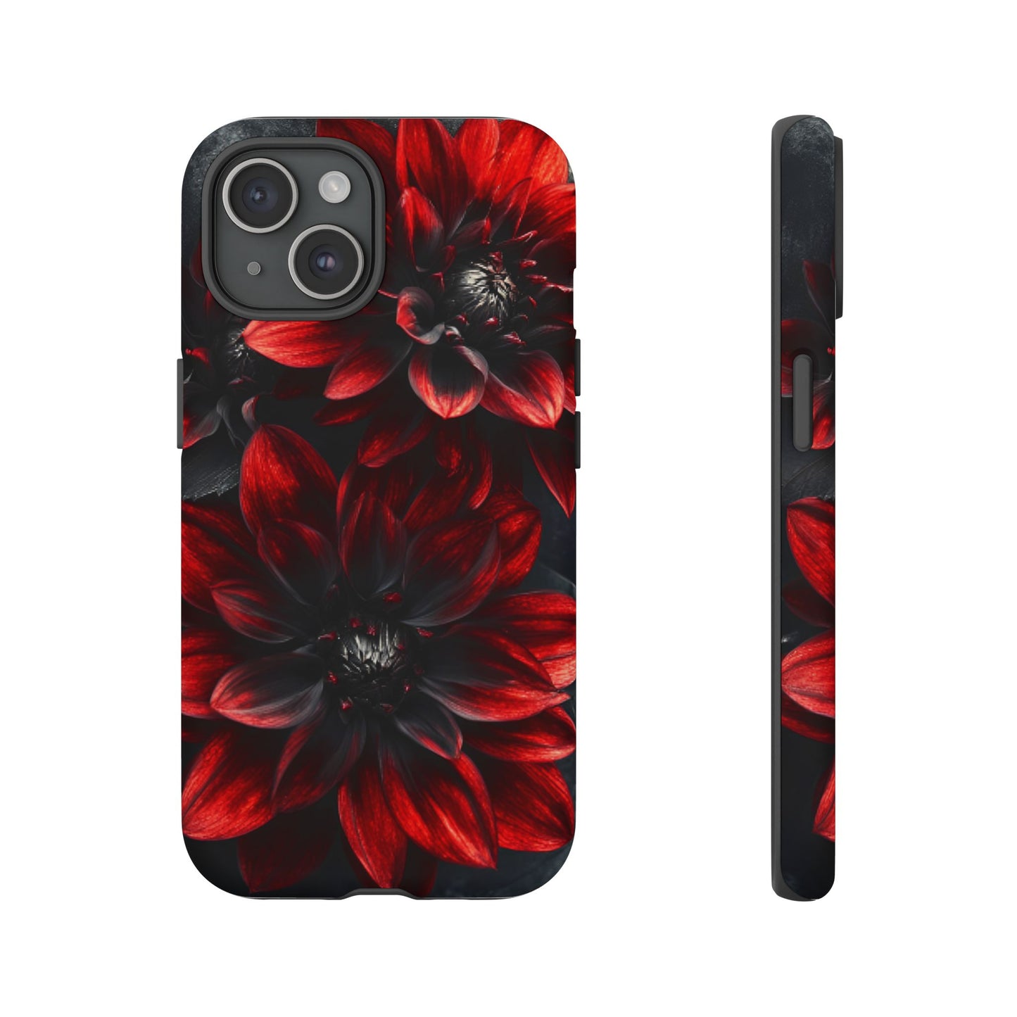 Black and Red Flower Phone Case - Gothic Dark Floral Phone Cases - iPhone 16 15 14 13 12 11, Samsung Galaxy & Google Pixel Phone Covers