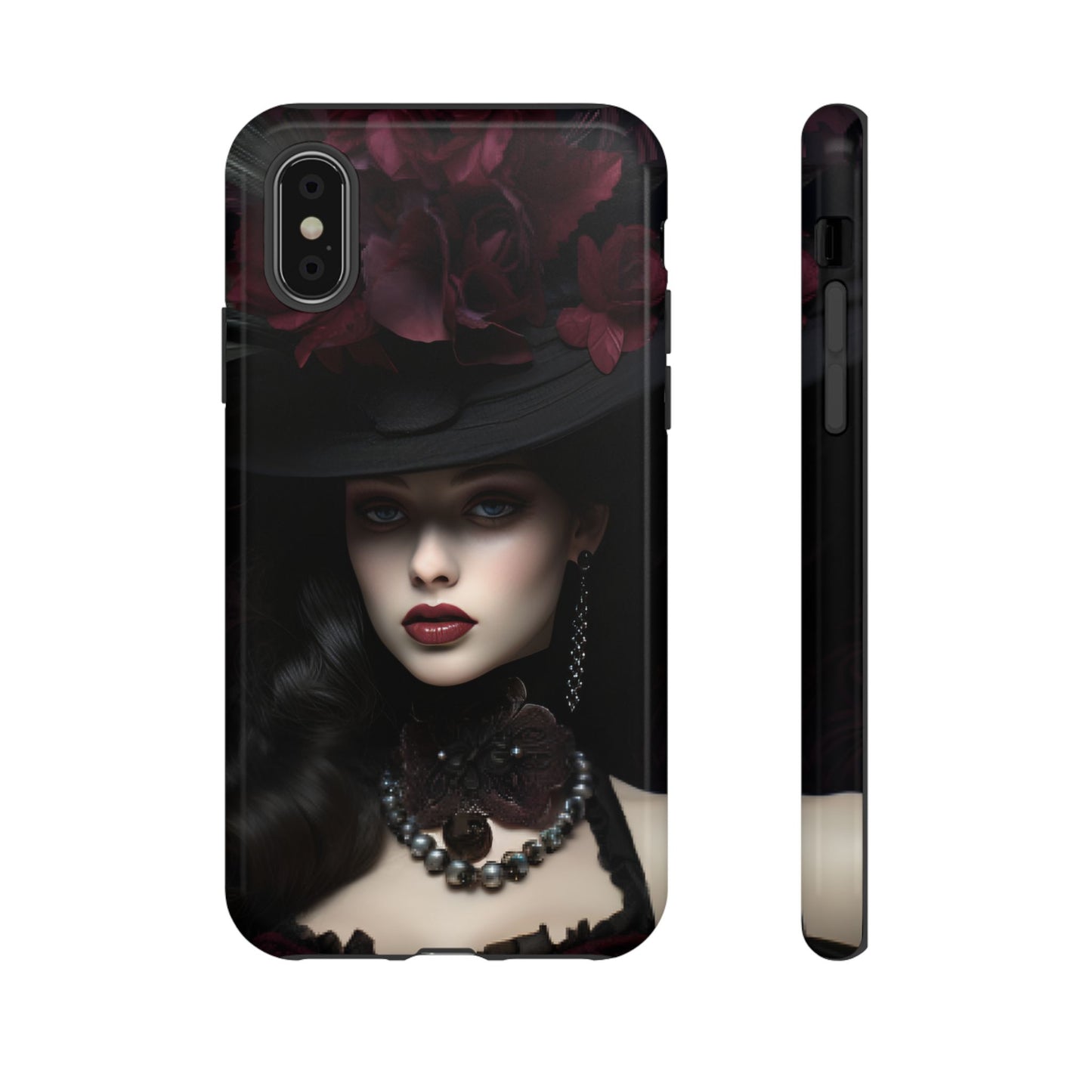 Aesthetic Phone Case with Vintage Goth Woman - iPhone 16 15 14 13 12 11, Samsung Galaxy & Google Pixel Phone Covers - Boo and Bewear