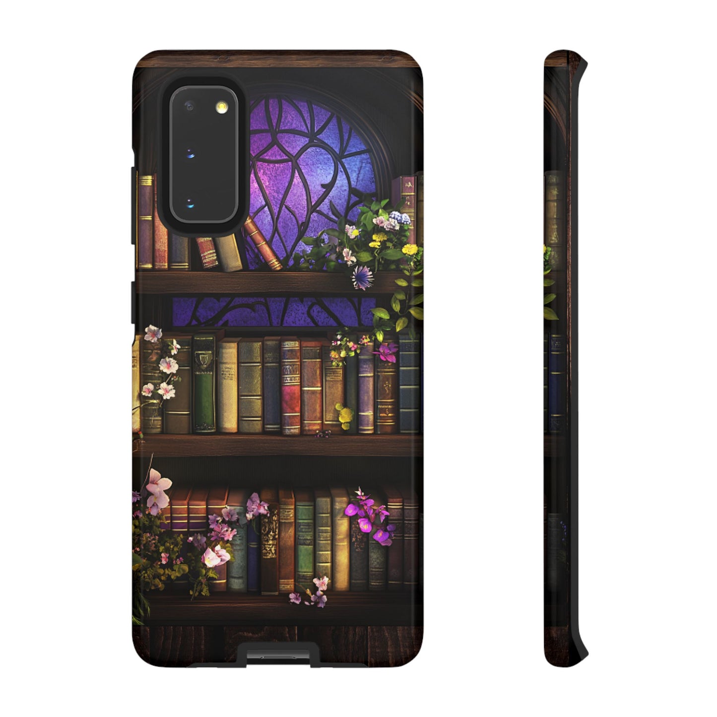 Bookshelf Phone Case - Dark Academia Stained Glass Phone Cases - iPhone 16 15 14 13 12 11, Samsung Galaxy & Google Pixel Phone Covers - Boo and Bewear