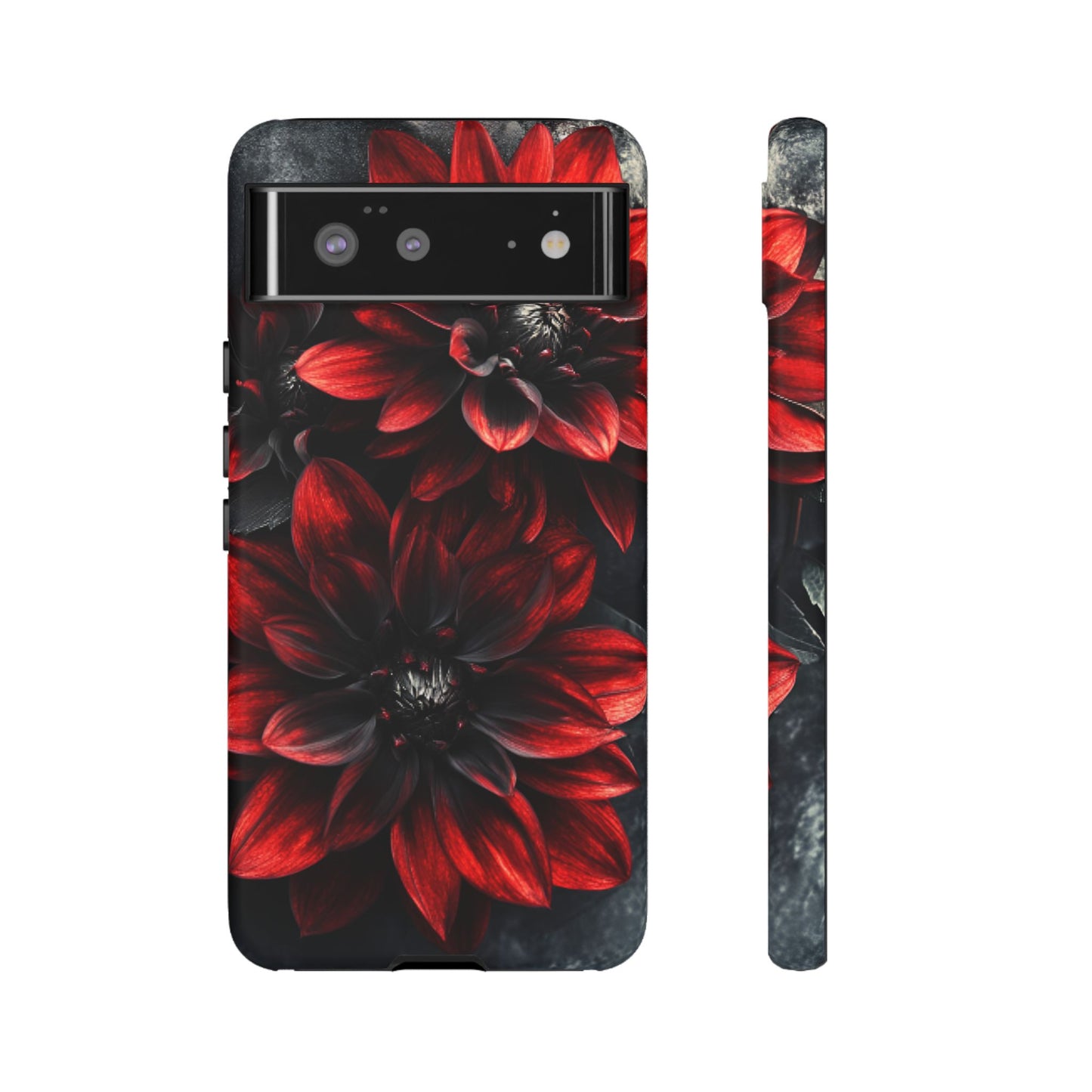 Black and Red Flower Phone Case - Gothic Dark Floral Phone Cases for iPhone 16 15 14 13 12 11, Samsung Galaxy & Google Pixel