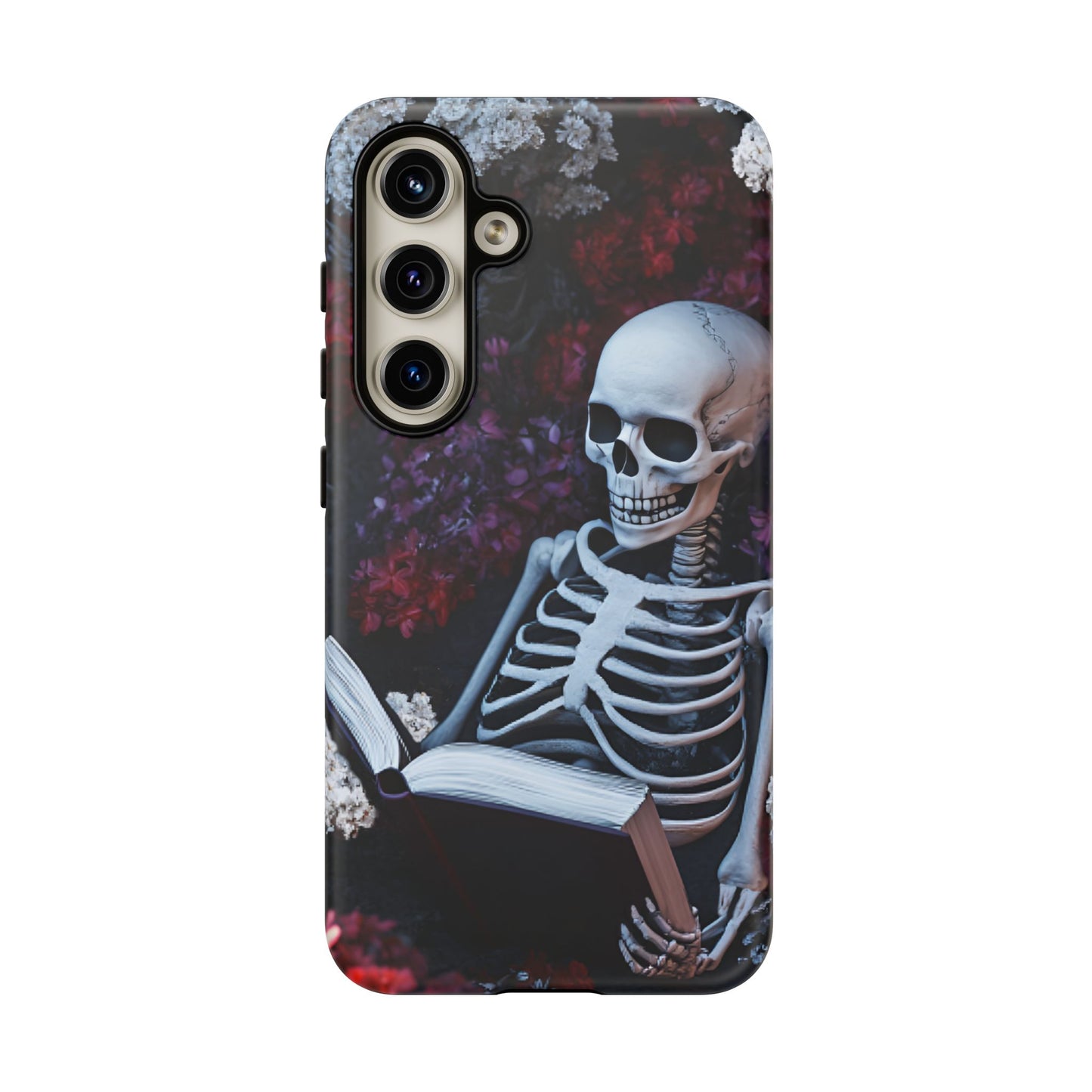 Skeleton Reading Book Phone Case - Bookish Halloween Phone Cases - iPhone 16 15 14 13 12 11, Samsung Galaxy & Google Pixel Phone Covers