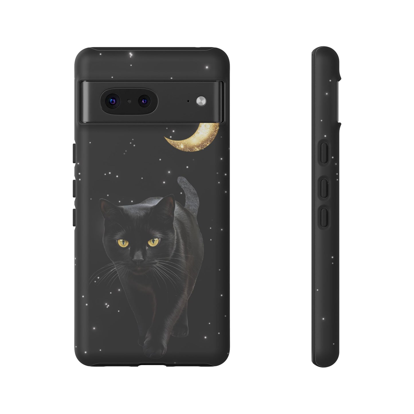 Black Cat and Moon Phone Case - Celestial Cat Lover Phone Cases for iPhone 16 15 14 13 12 11, Samsung Galaxy & Google Pixel