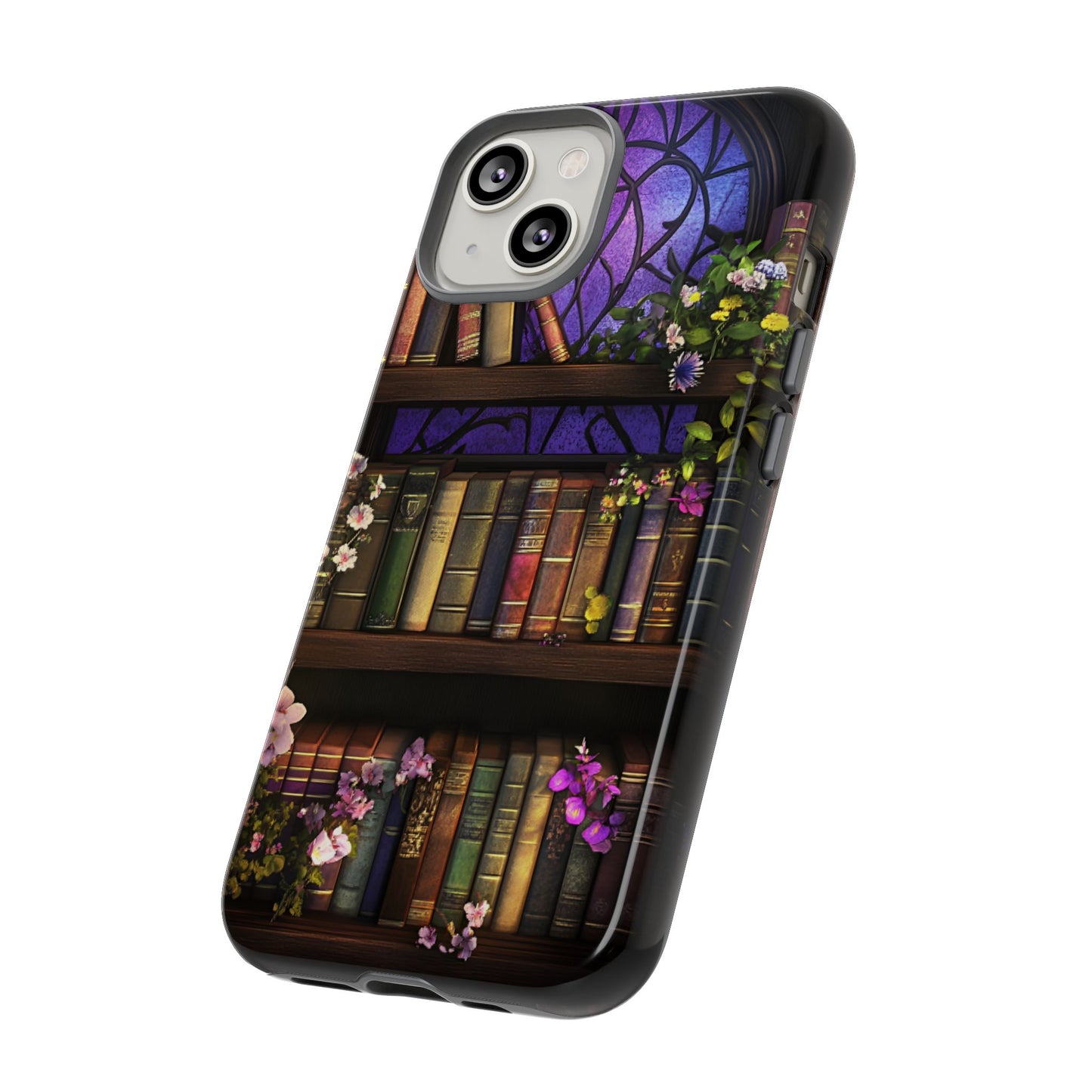 Bookshelf Phone Case - Dark Academia Stained Glass Phone Cases - iPhone 16 15 14 13 12 11, Samsung Galaxy & Google Pixel Phone Covers