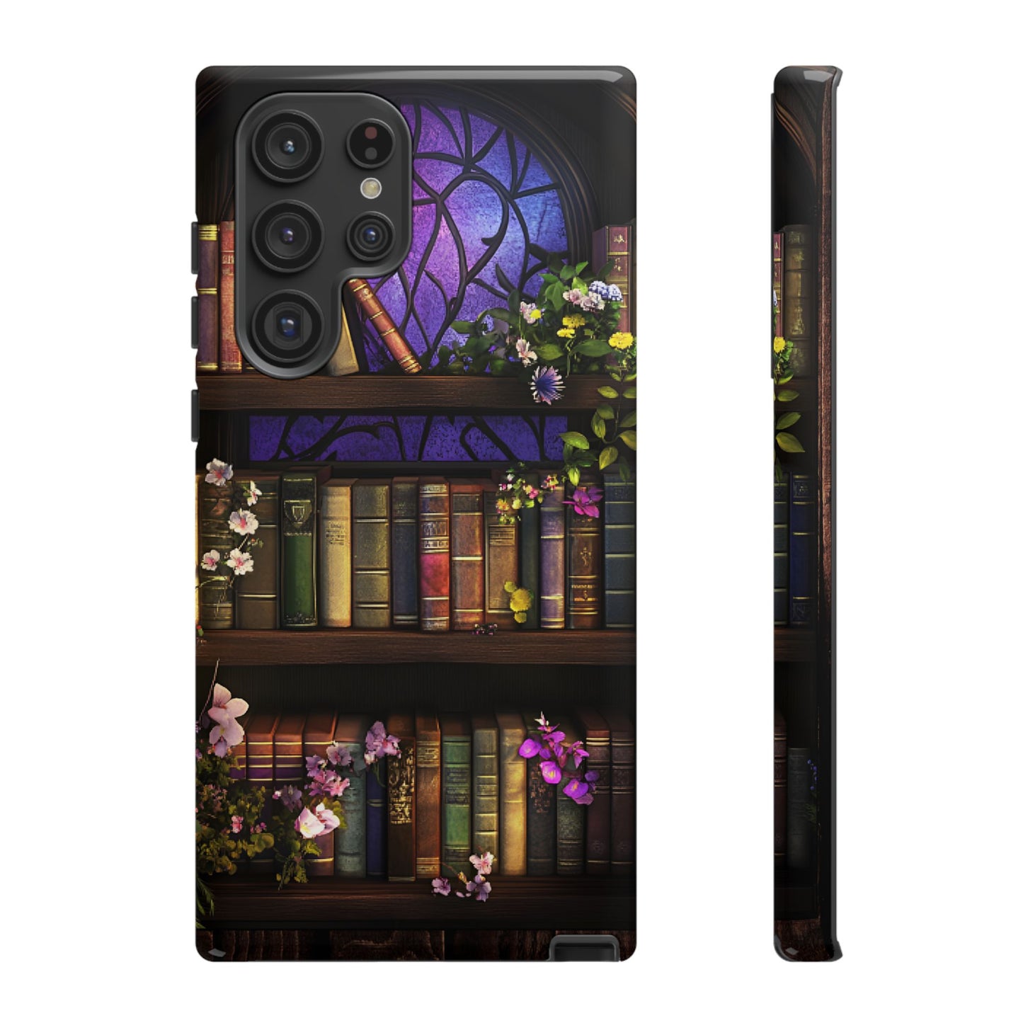 Bookshelf Phone Case - Dark Academia Stained Glass Phone Cases for iPhone 16 15 14 13 12 11, Samsung Galaxy & Google Pixel