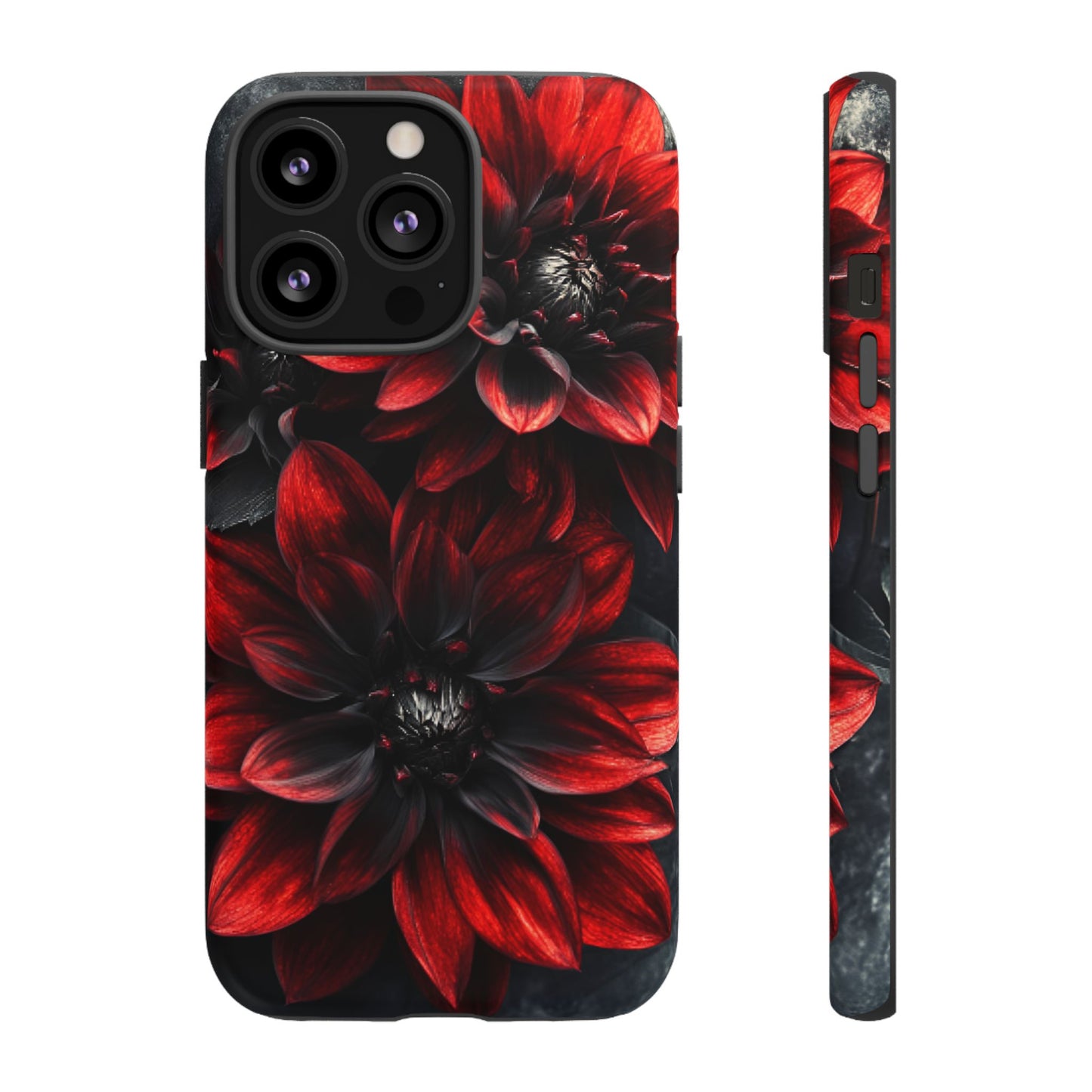 Black and Red Flower Phone Case - Gothic Dark Floral Phone Cases for iPhone 16 15 14 13 12 11, Samsung Galaxy & Google Pixel