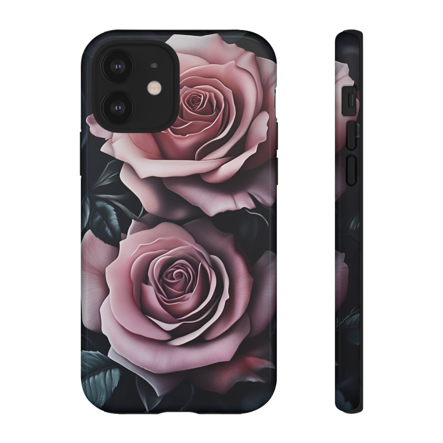 Pastel Goth Roses Phone Case - Gothic Black and Pink Flowers Phone Cases for iPhone 16 15 14 13 12 11, Samsung Galaxy & Google Pixel