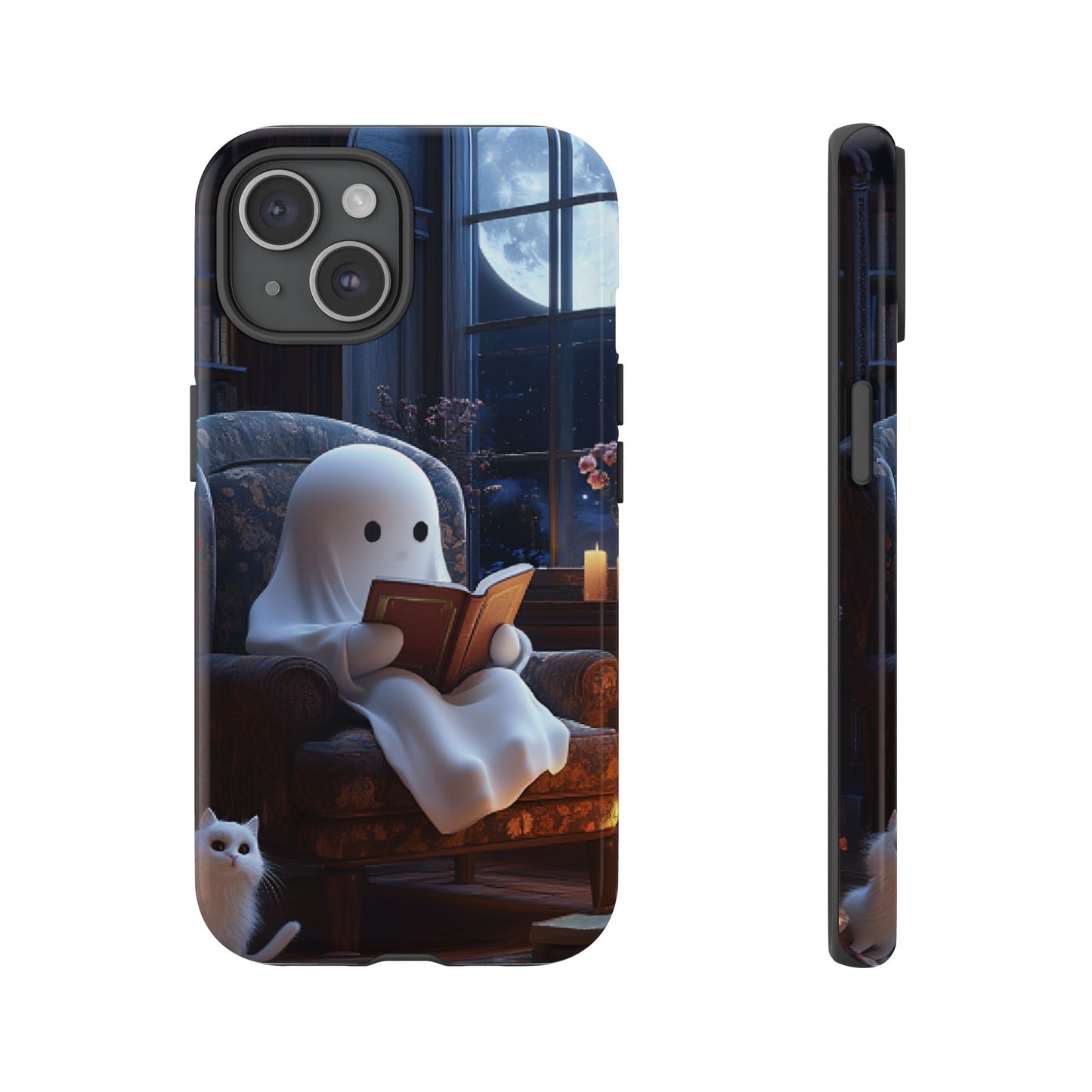 Ghost Reading Book Phone Case - Bookish Halloween Phone Cases for iPhone 16 15 14 13 12 11, Samsung Galaxy & Google Pixel